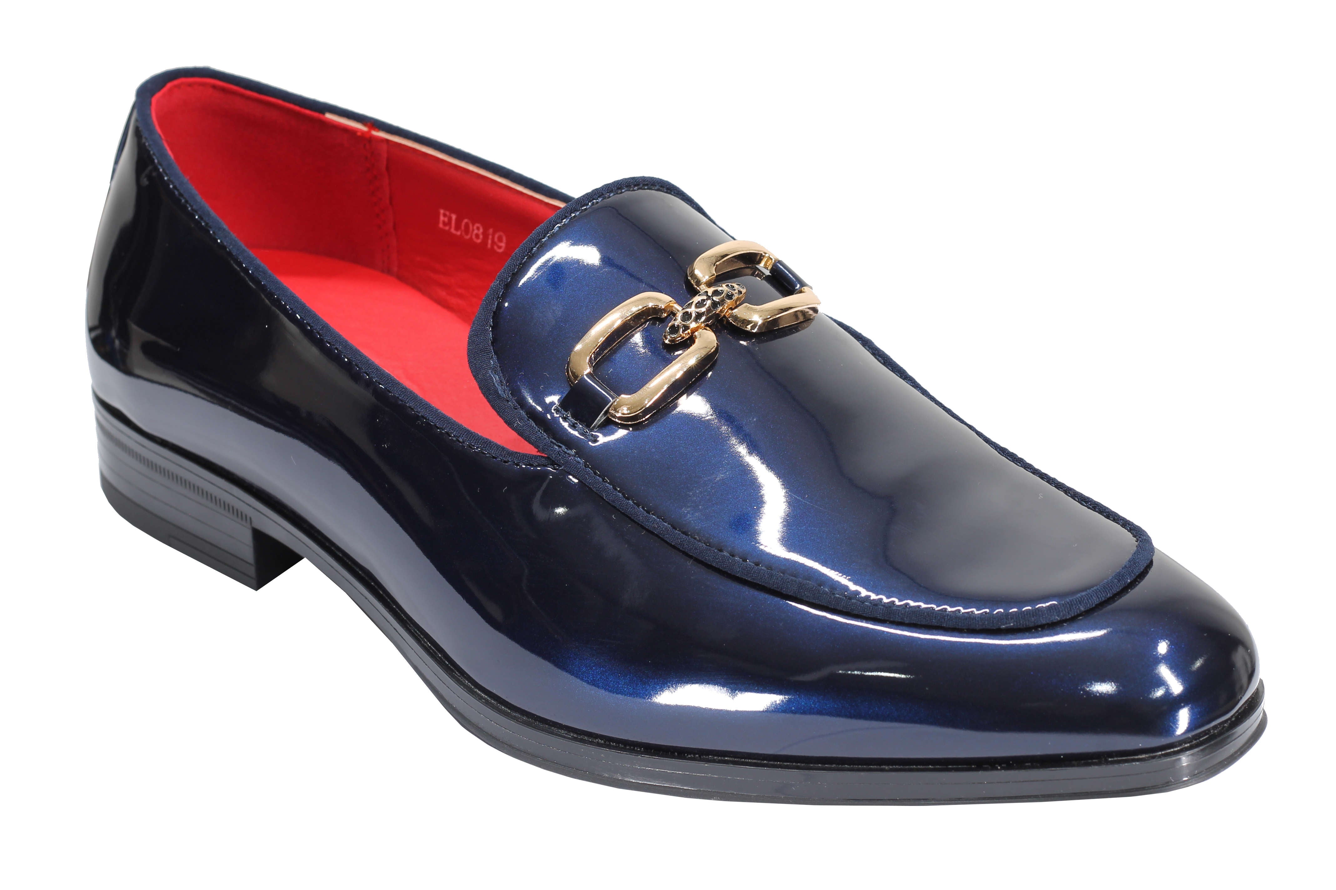 PATENT LEATHER GOLD BUCKLE LOAFER