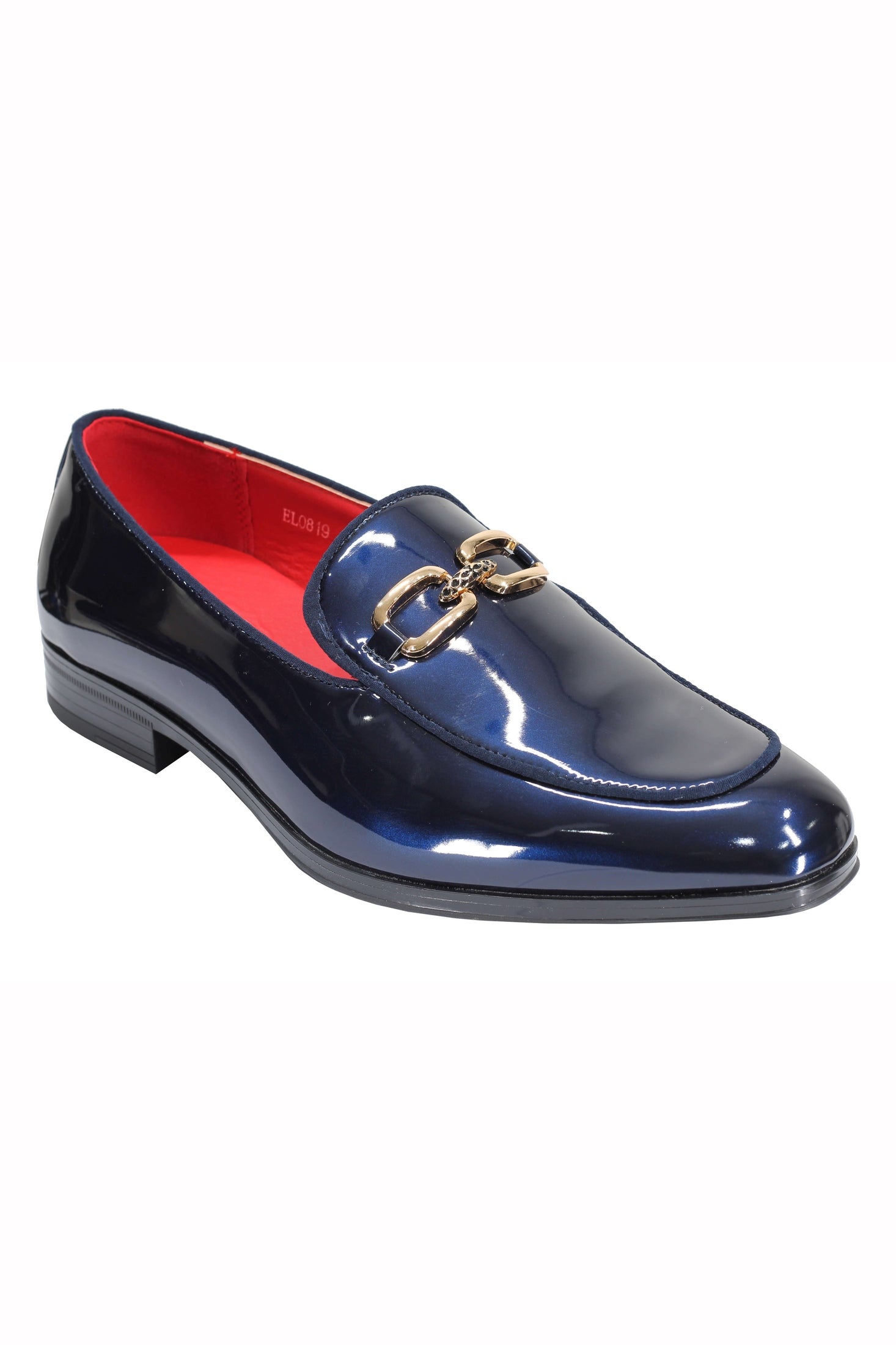 PATENT LEATHER GOLD BUCKLE LOAFER