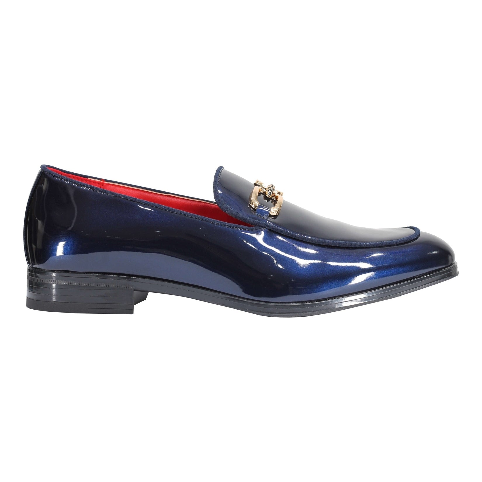 PATENT LEATHER GOLD BUCKLE LOAFER