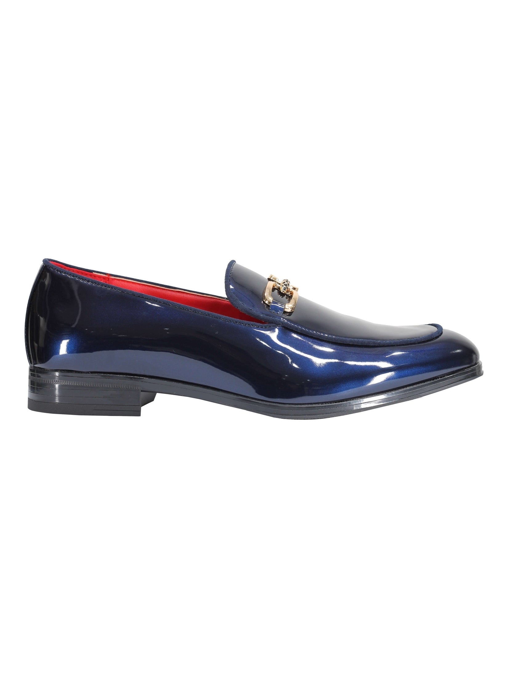 PATENT LEATHER GOLD BUCKLE LOAFER