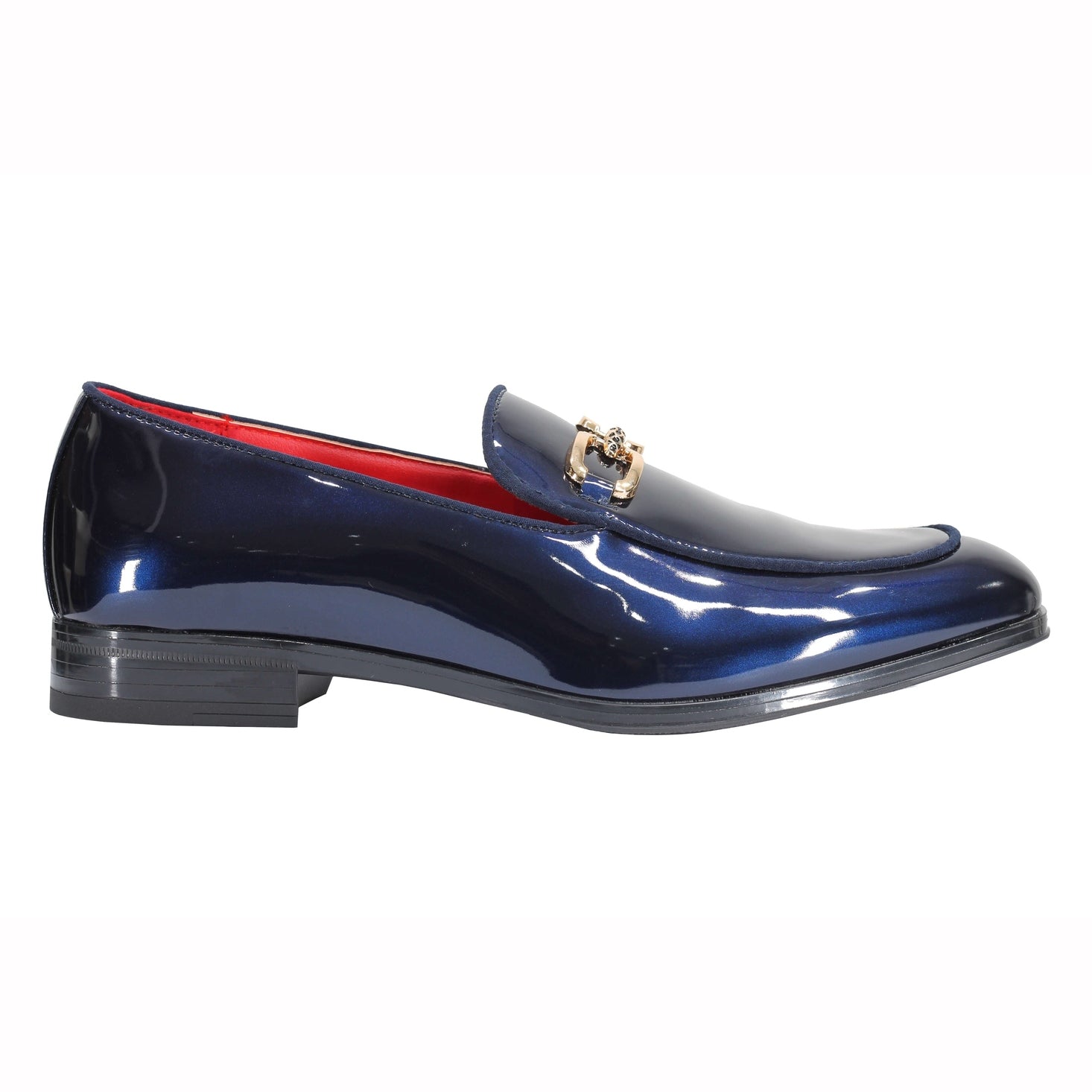 PATENT LEATHER GOLD BUCKLE LOAFER