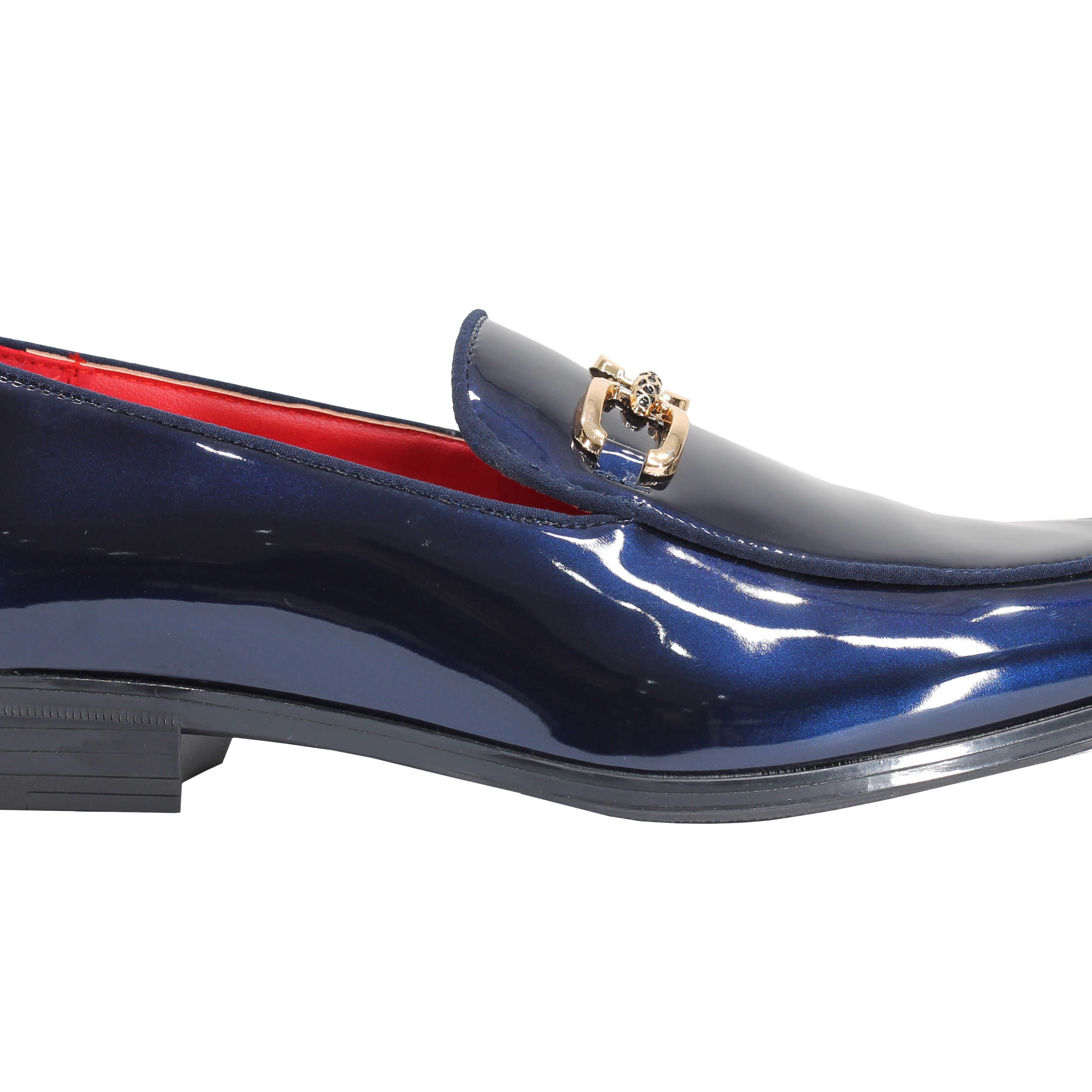 PATENT LEATHER GOLD BUCKLE LOAFER