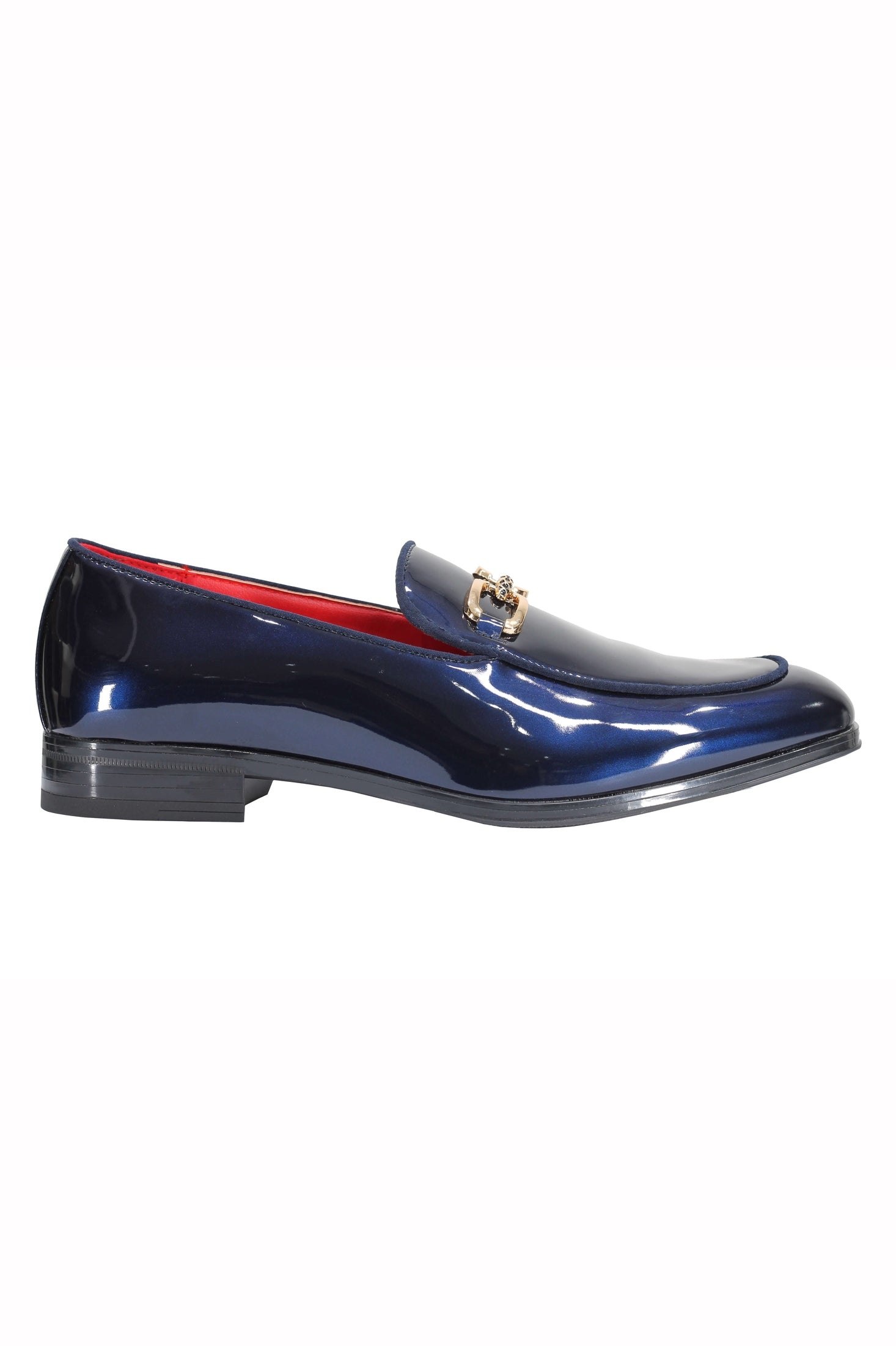 PATENT LEATHER GOLD BUCKLE LOAFER