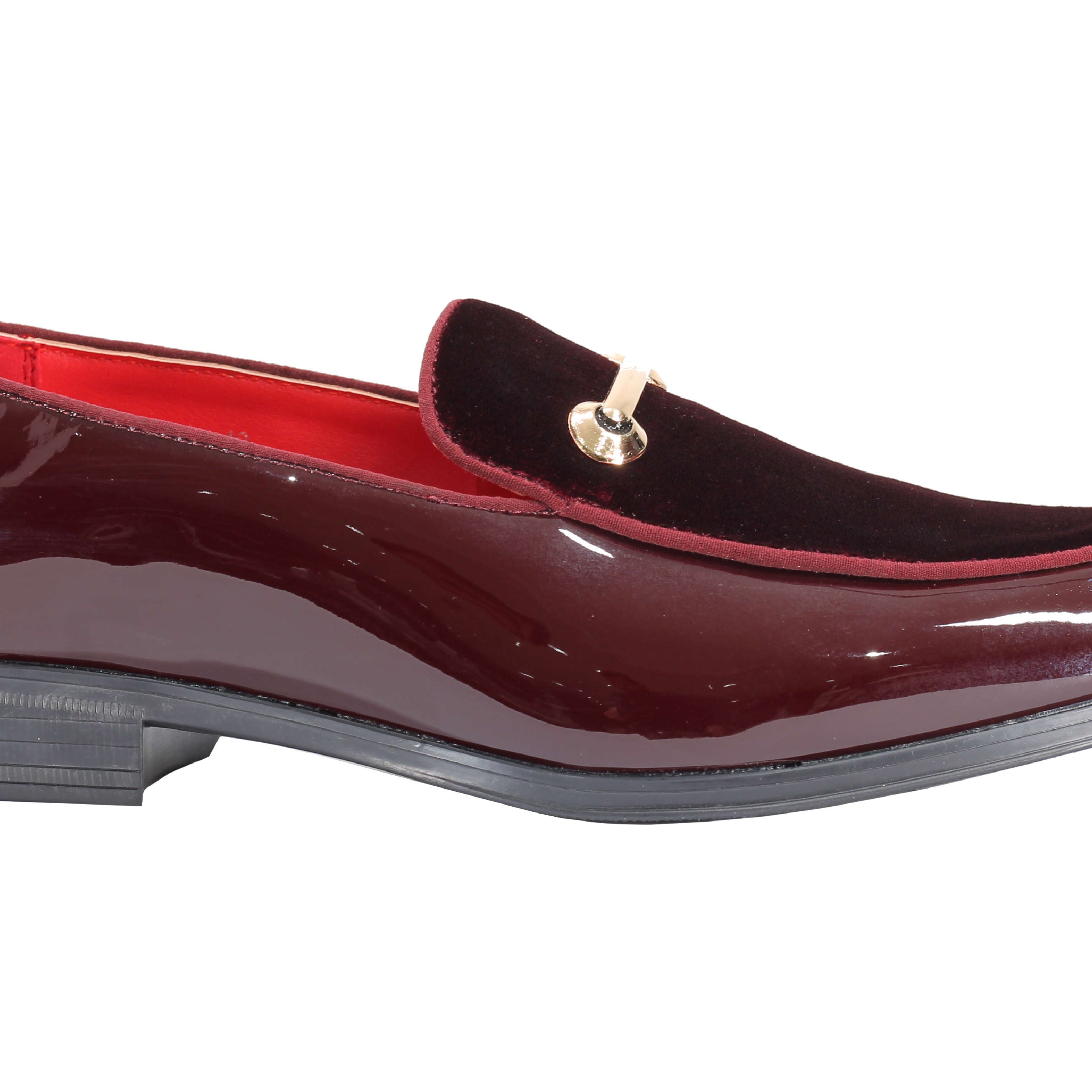 VELVET SHINY LOAFERS WITH BUCKLE