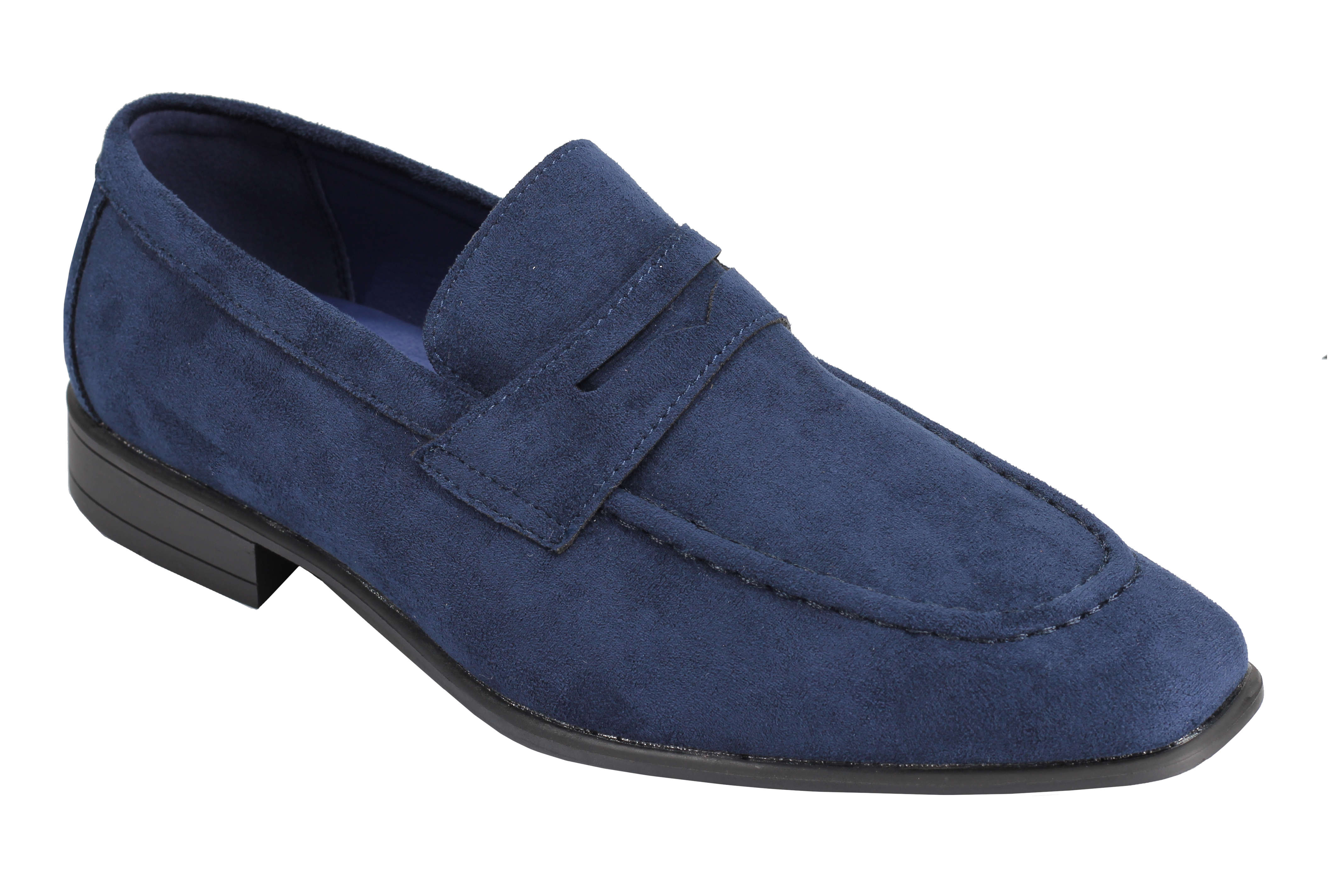 Men's Suede Penny Loafers Classic Slip on Loafer Shoes in Black Blue Tan