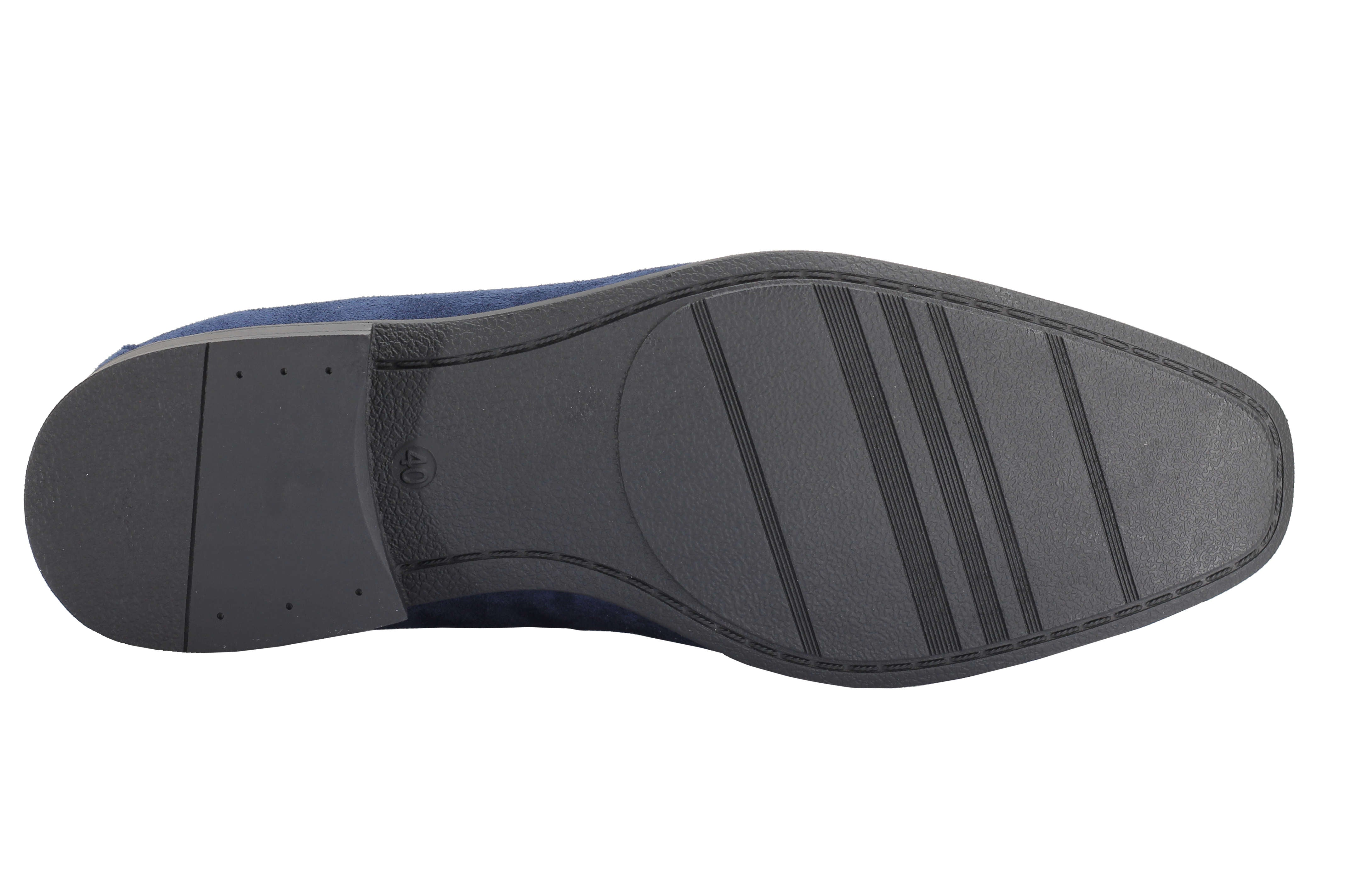 Men's Suede Penny Loafers Classic Slip on Loafer Shoes in Black Blue Tan