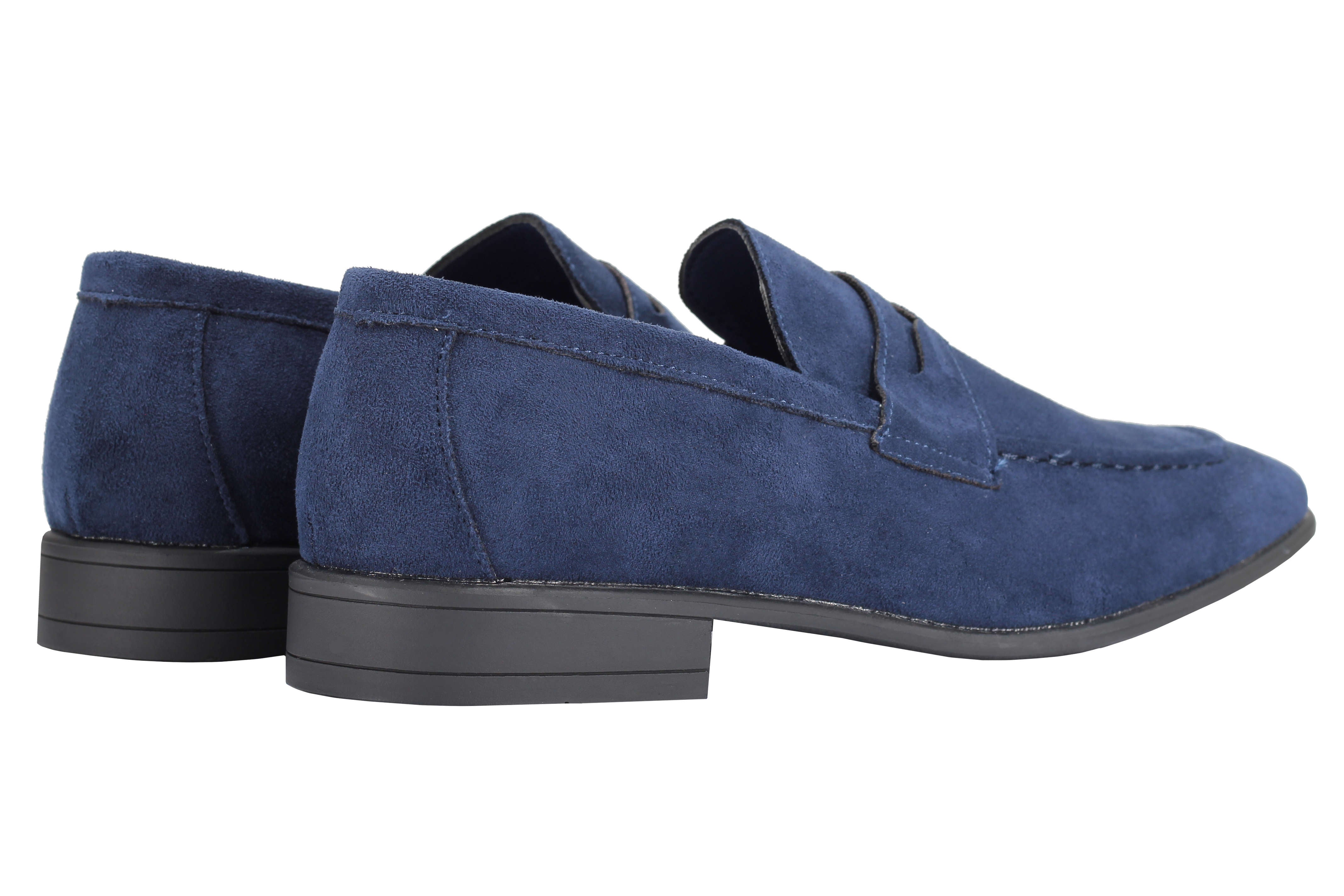 Men's Suede Penny Loafers Classic Slip on Loafer Shoes in Black Blue Tan