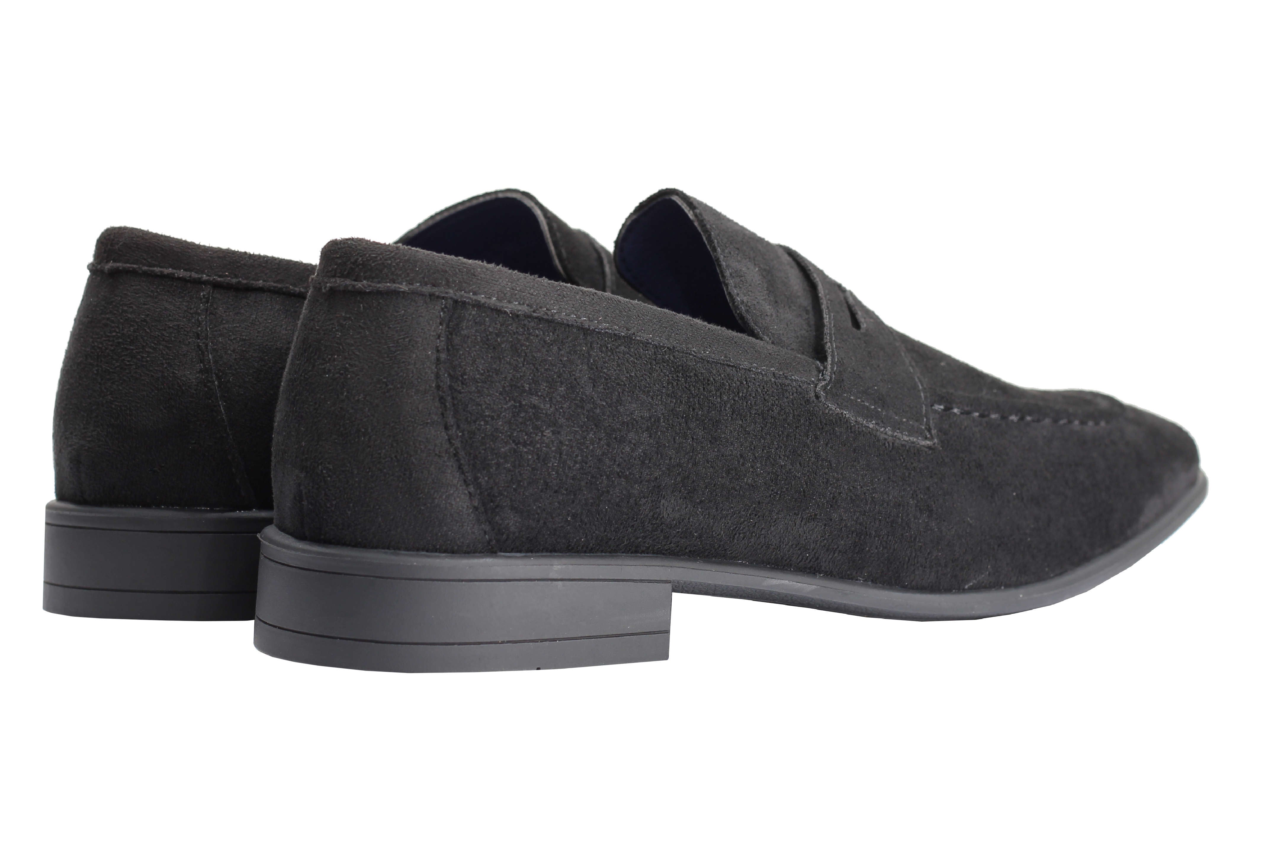 Men's Suede Penny Loafers Classic Slip on Loafer Shoes in Black Blue Tan