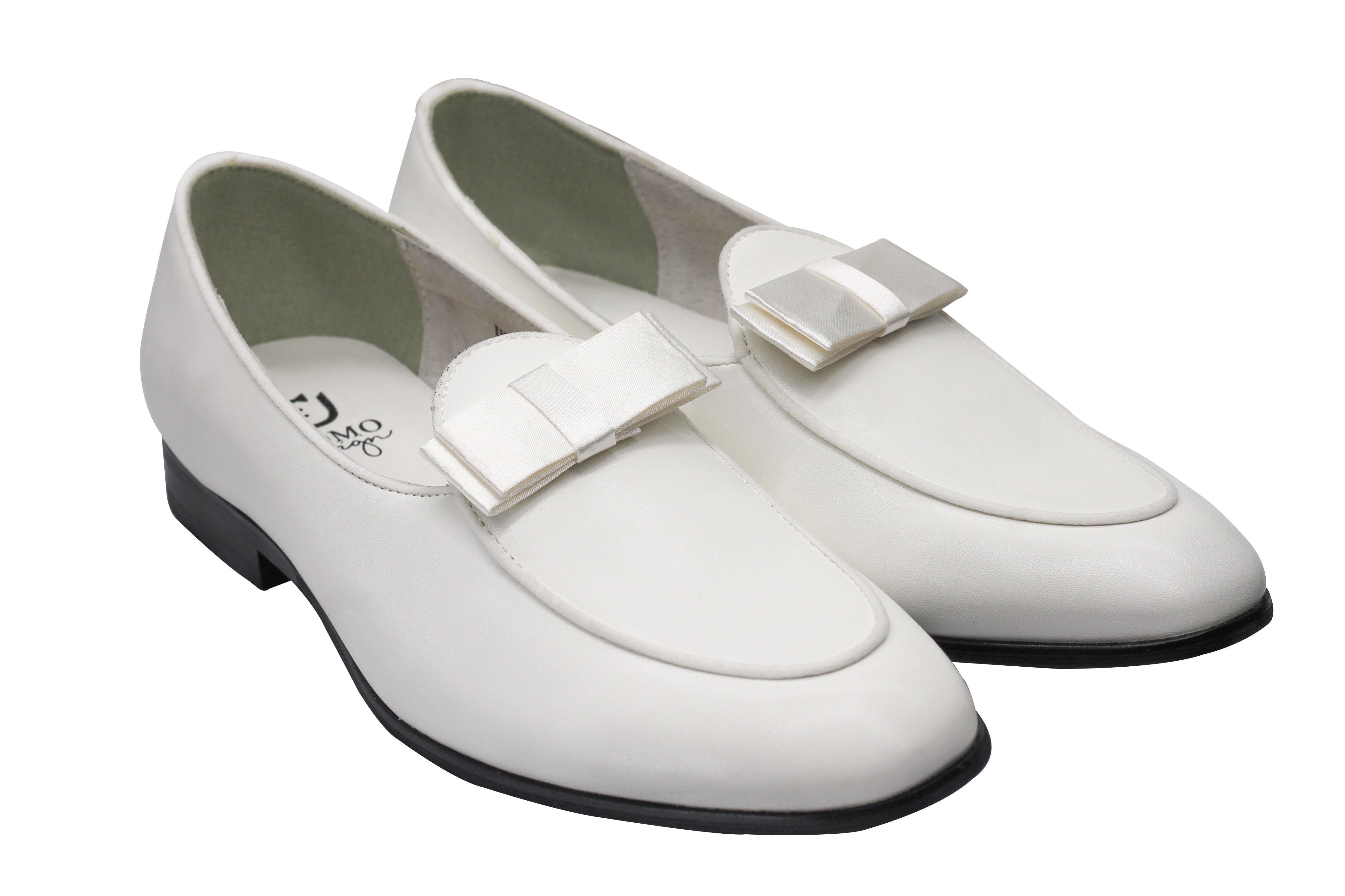 MEN’S SHINY PATENT LEATHER LOAFERS BOW TIE FORMAL SLIP ON DRESS WEDDING SHOES