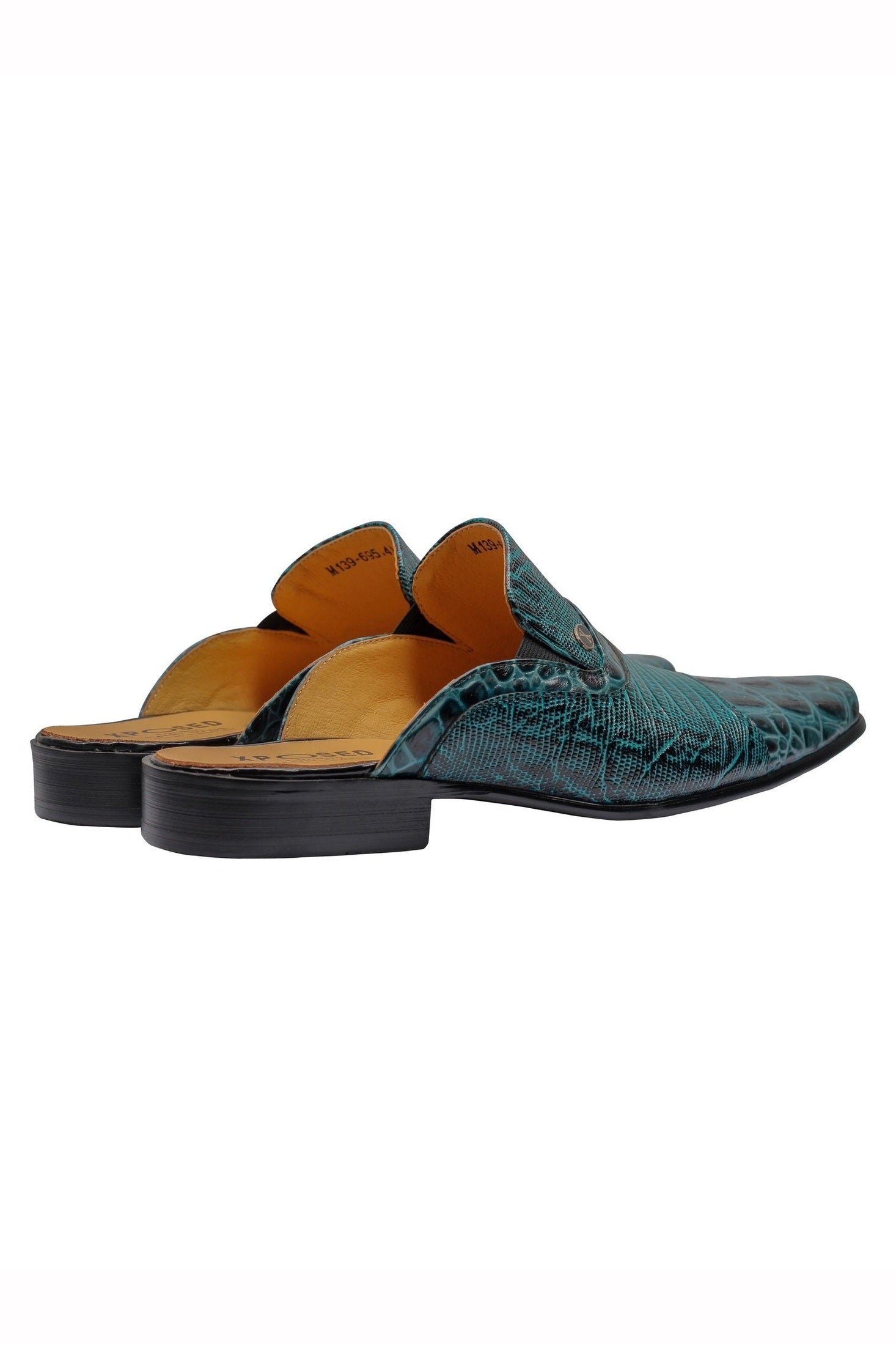 REAL LEATHER GREEN PRINTED HALF SHOE