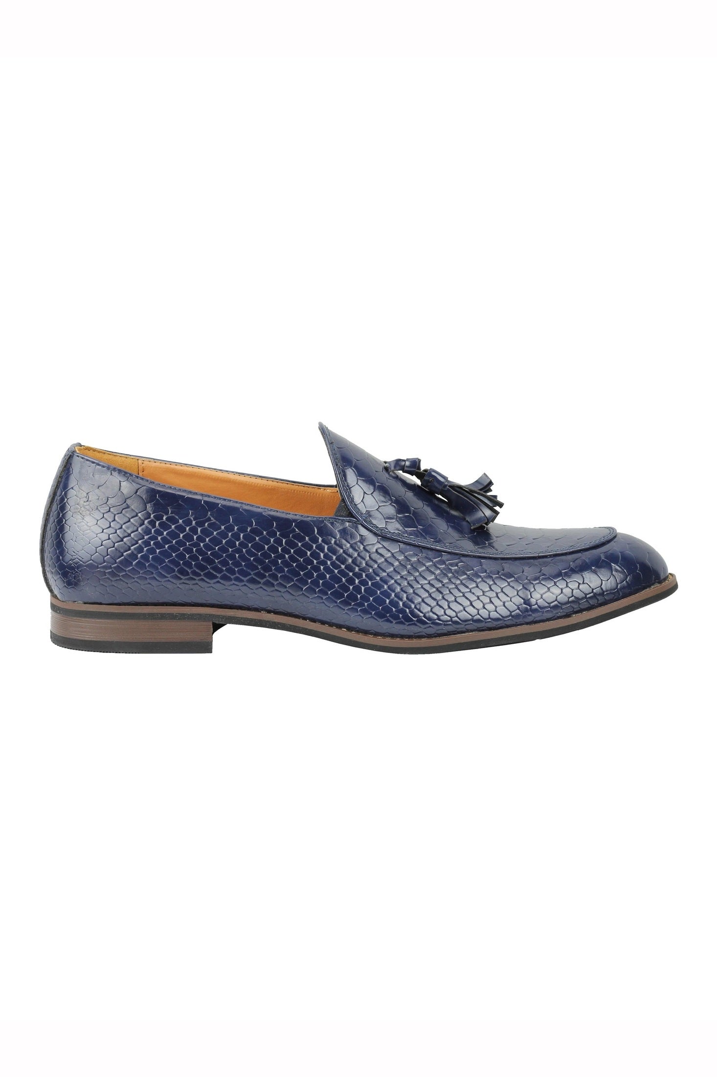 MENS VINTAGE SNAKESKIN PRINT SHINY LEATHER TASSEL LOAFERS SMART CASUAL MOD SHOES