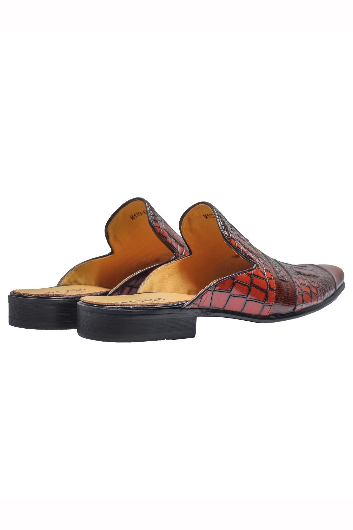 REAL LEATHER BROWN PRINTED HALF SHOES