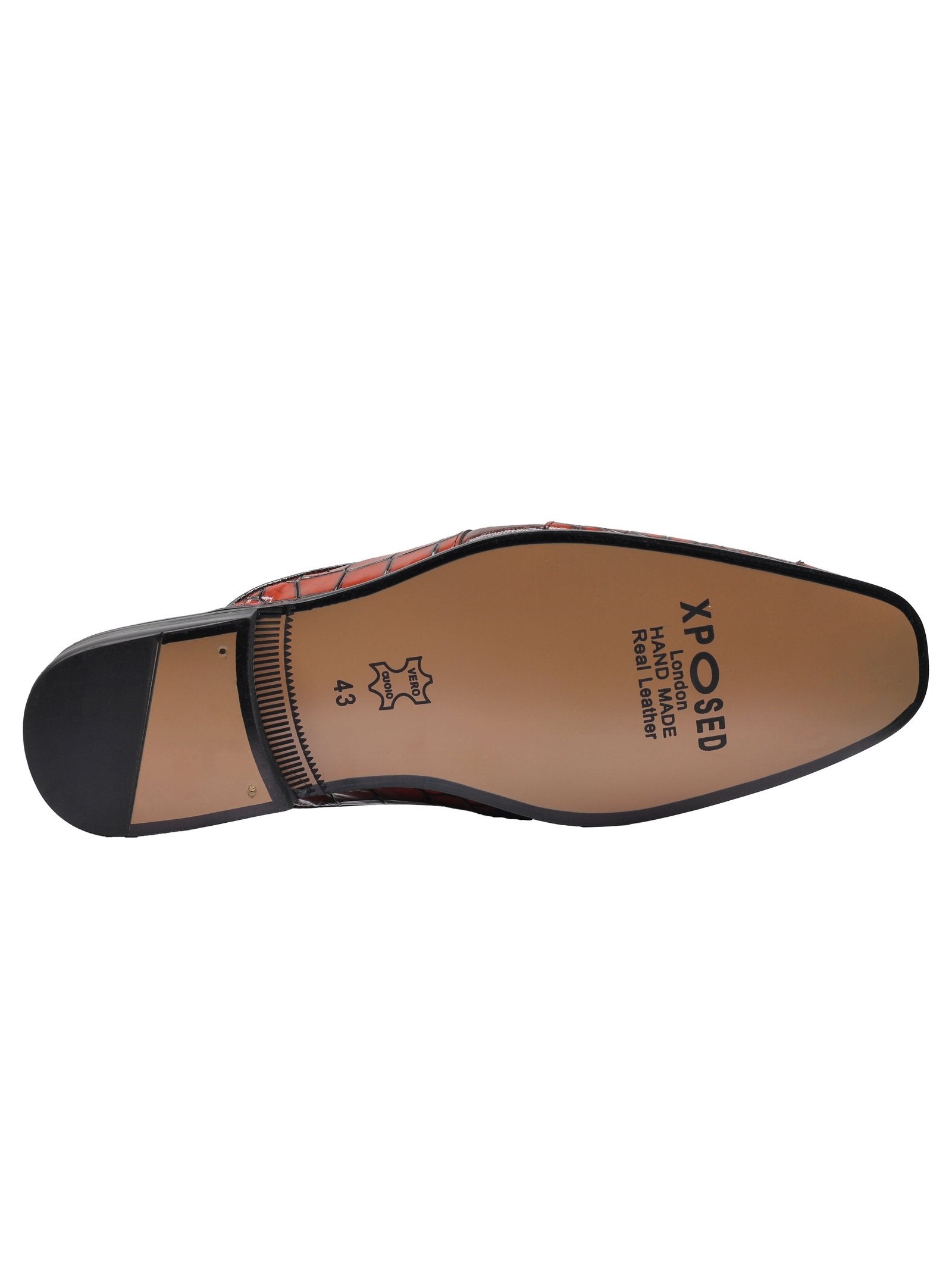 REAL LEATHER BROWN PRINTED HALF SHOES