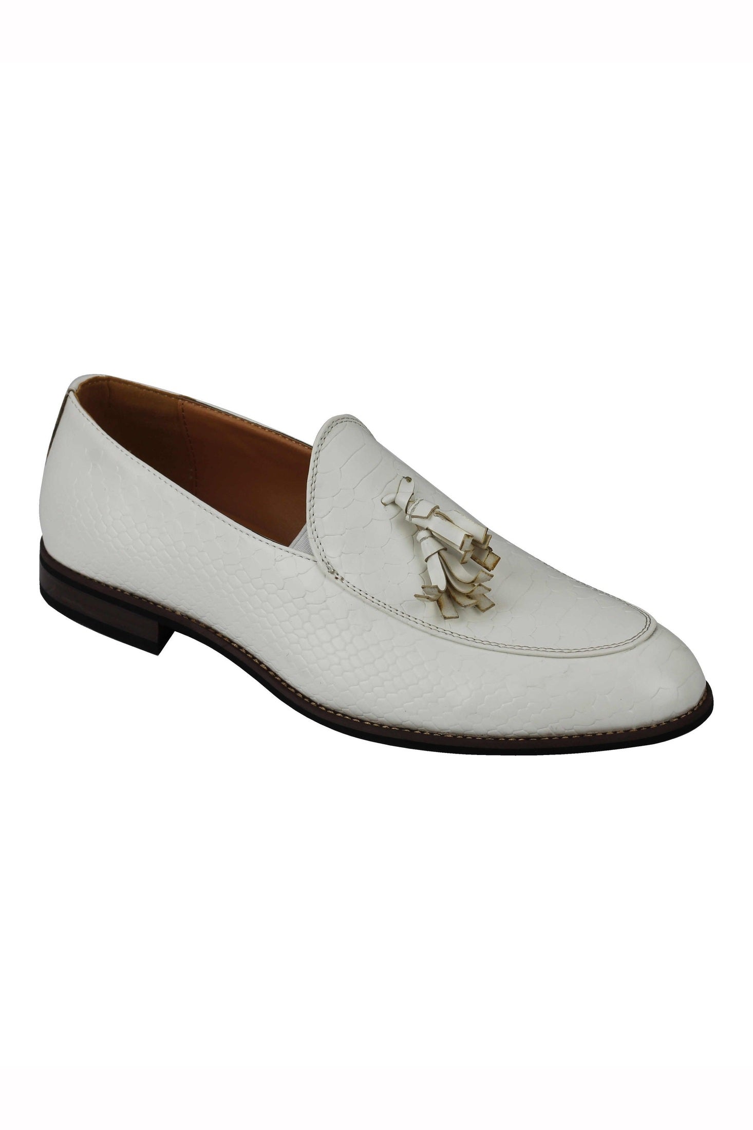 MENS VINTAGE SNAKESKIN PRINT SHINY LEATHER TASSEL LOAFERS SMART CASUAL MOD SHOES