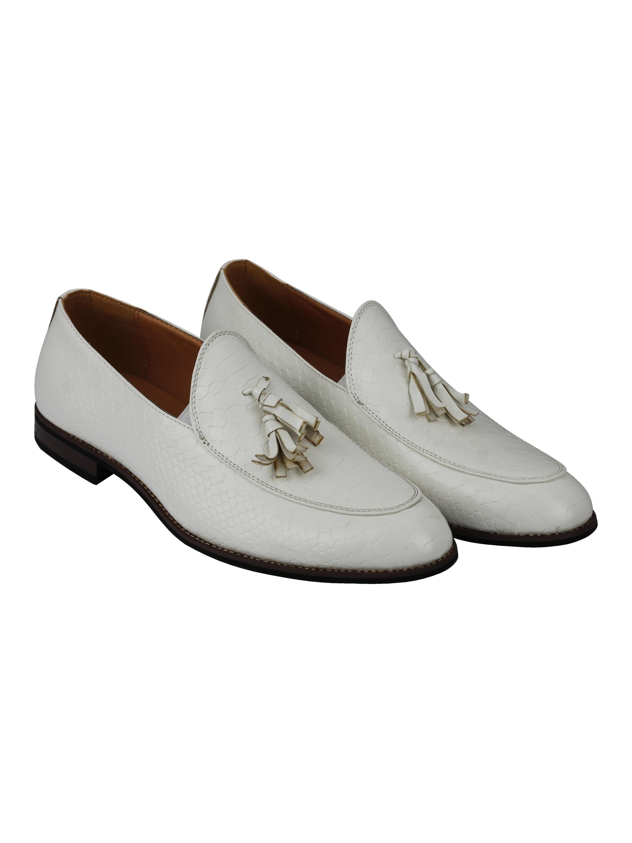 MENS VINTAGE SNAKESKIN PRINT SHINY LEATHER TASSEL LOAFERS SMART CASUAL MOD SHOES