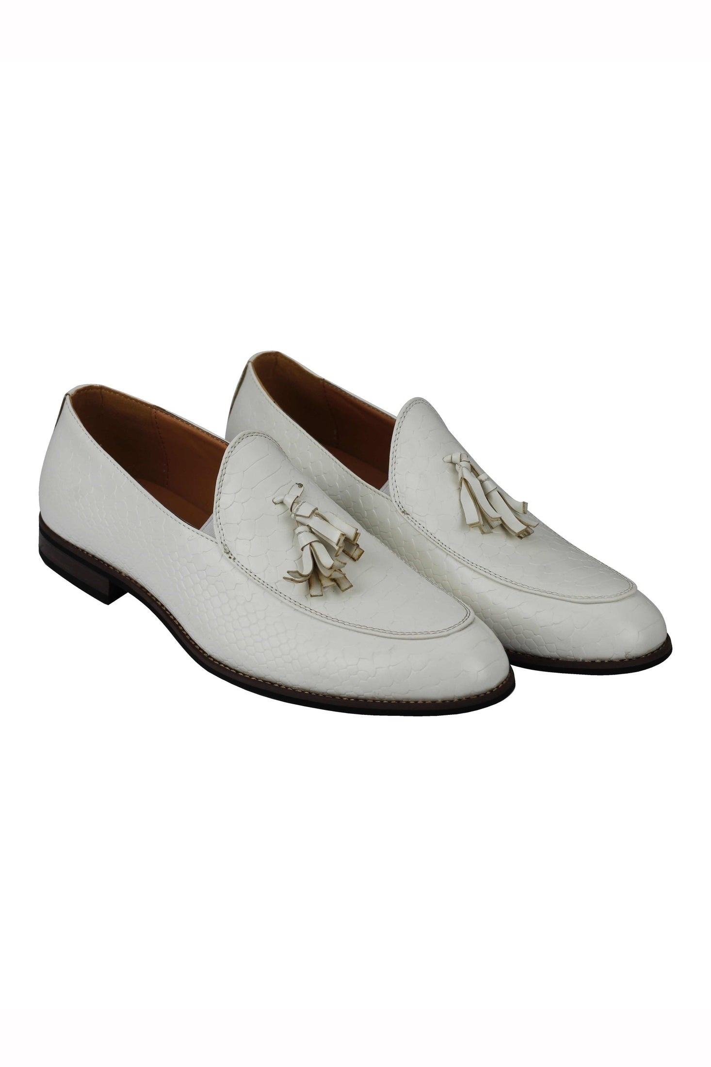 MENS VINTAGE SNAKESKIN PRINT SHINY LEATHER TASSEL LOAFERS SMART CASUAL MOD SHOES