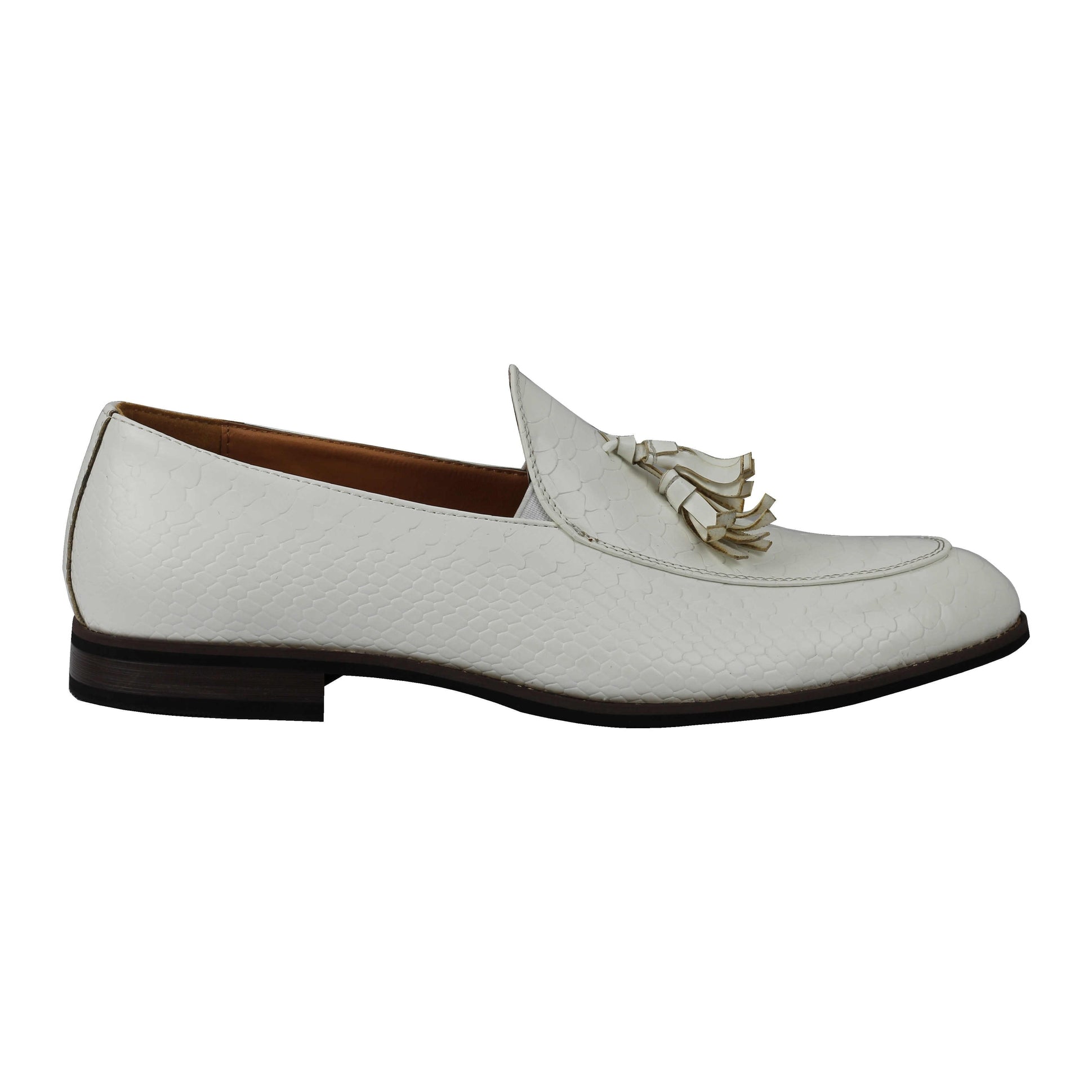 MENS VINTAGE SNAKESKIN PRINT SHINY LEATHER TASSEL LOAFERS SMART CASUAL MOD SHOES
