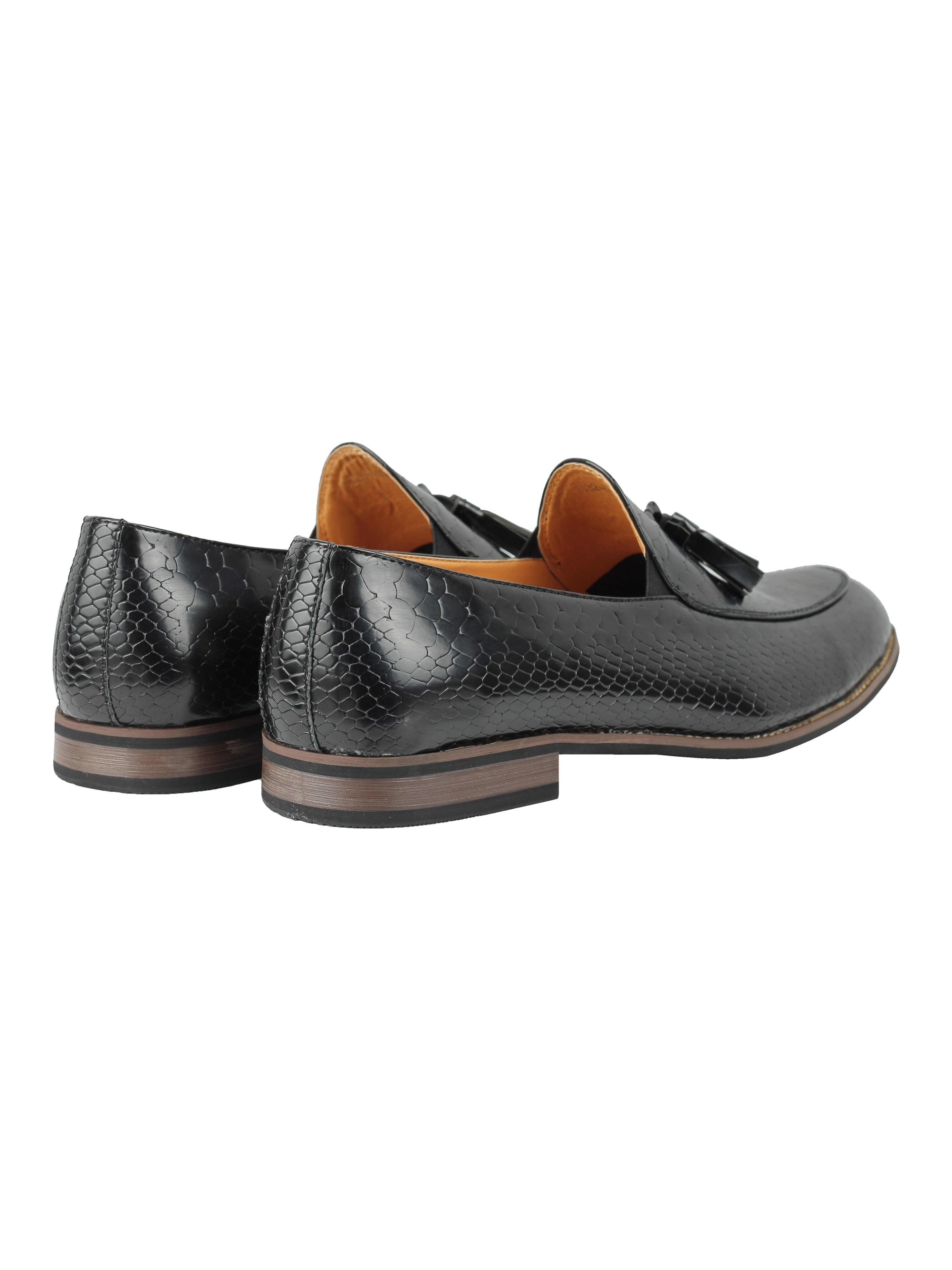 MENS VINTAGE SNAKESKIN PRINT SHINY LEATHER TASSEL LOAFERS SMART CASUAL MOD SHOES