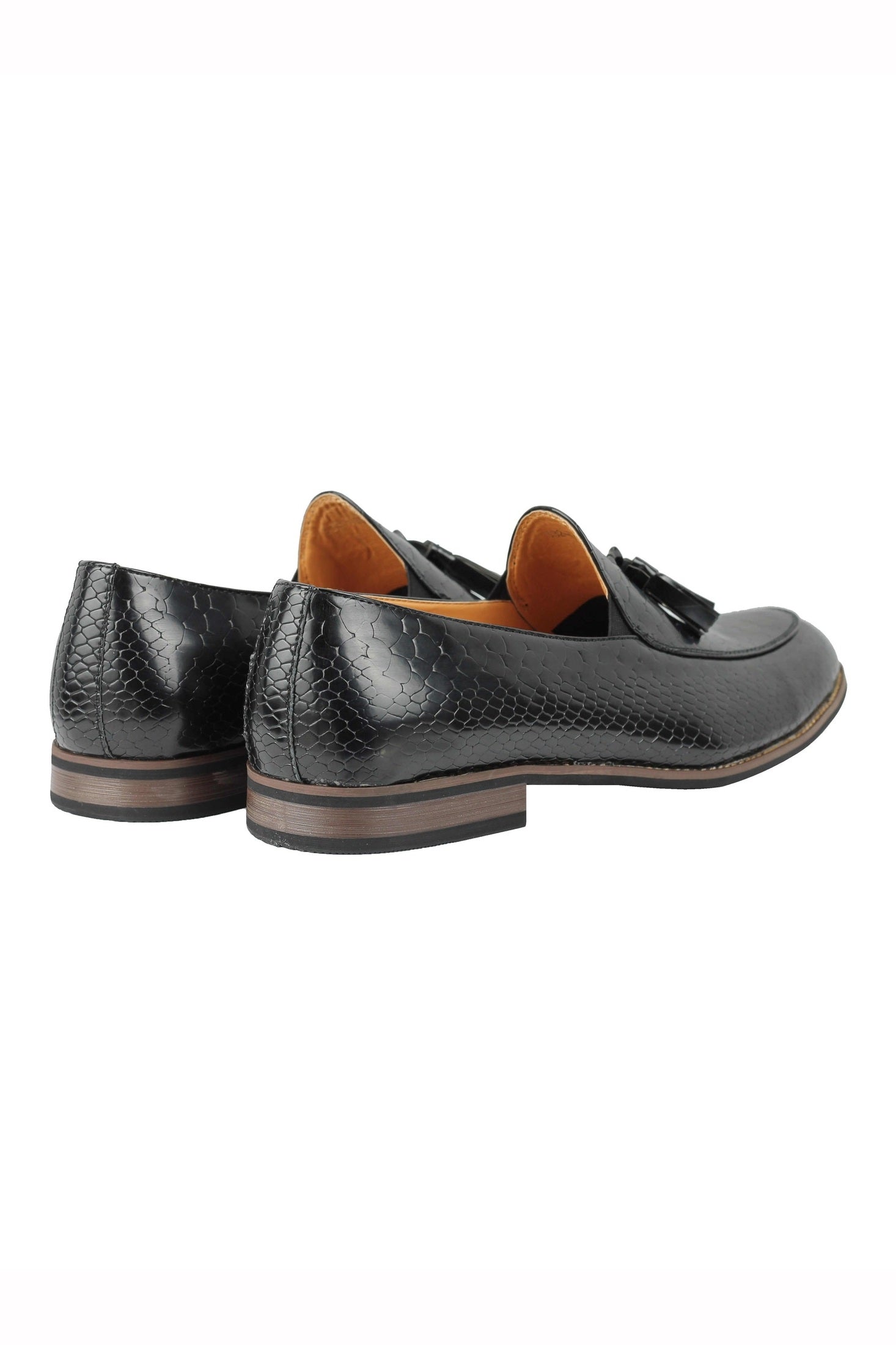 MENS VINTAGE SNAKESKIN PRINT SHINY LEATHER TASSEL LOAFERS SMART CASUAL MOD SHOES
