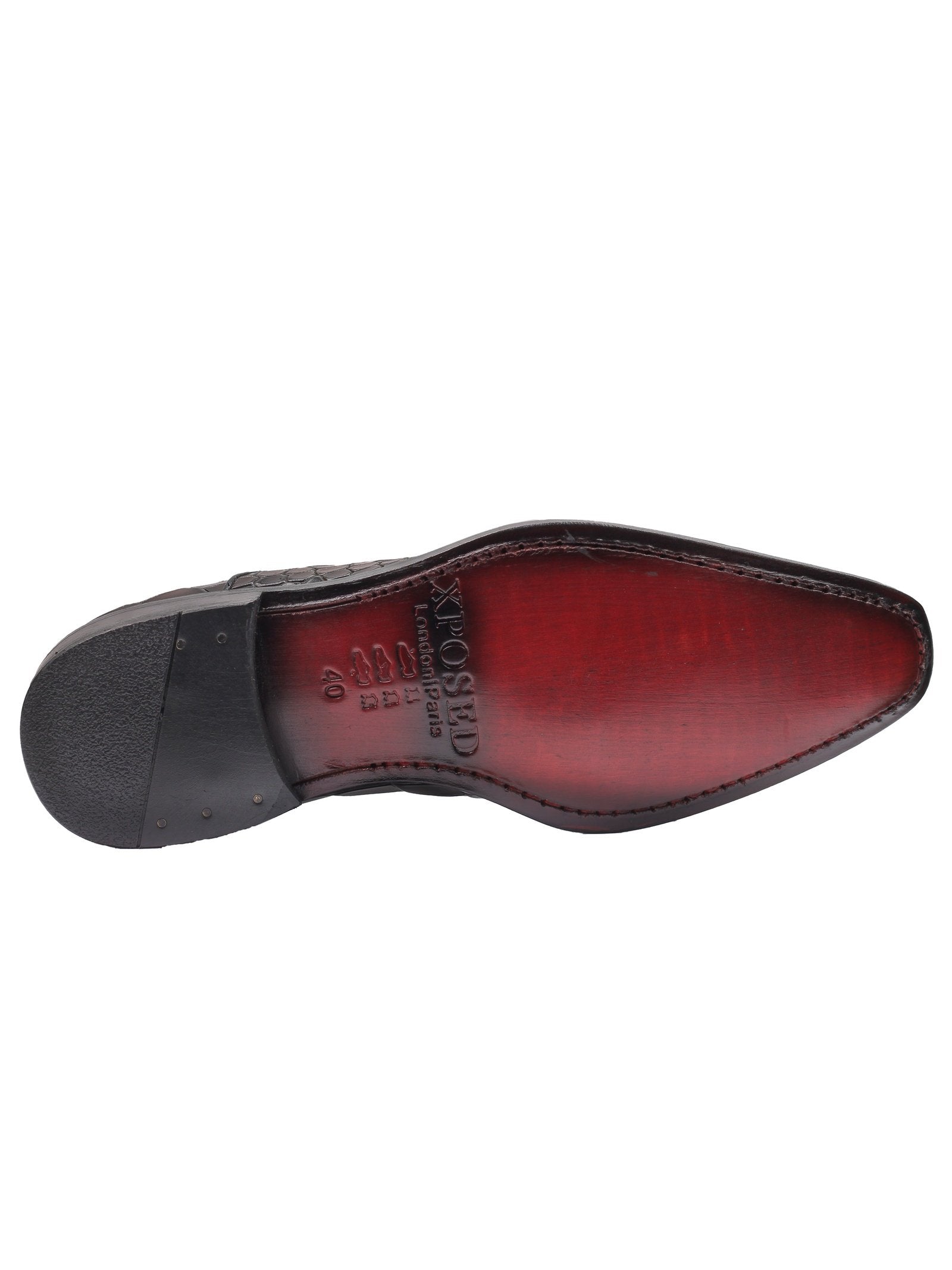 BROWN – CROCO PRINTED LEATHER OXFORDS