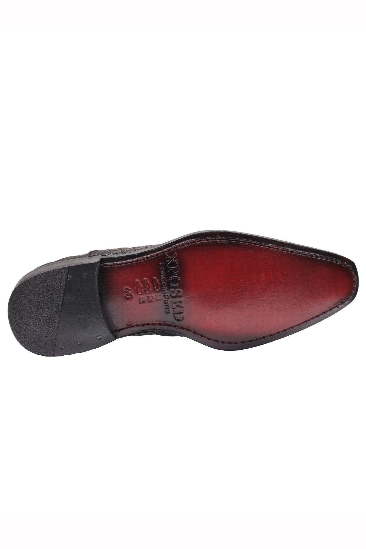 BROWN – CROCO PRINTED LEATHER OXFORDS