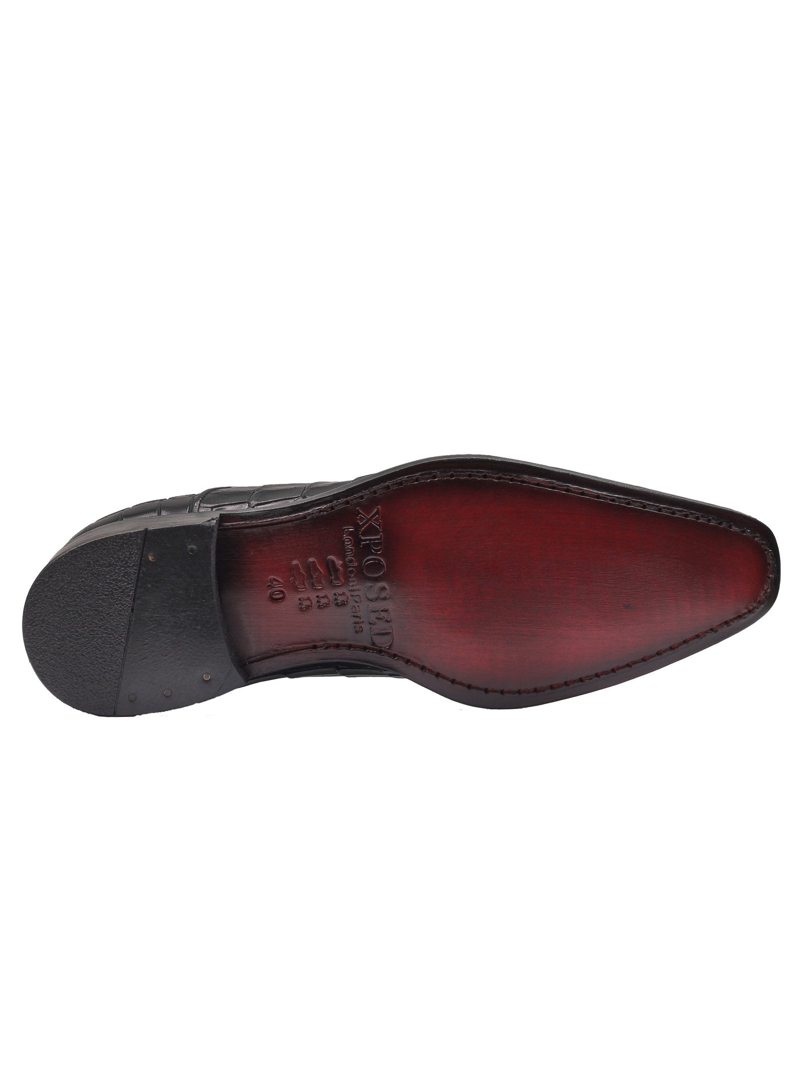 BLACK – CROCO PRINTED LEATHER OXFORDS