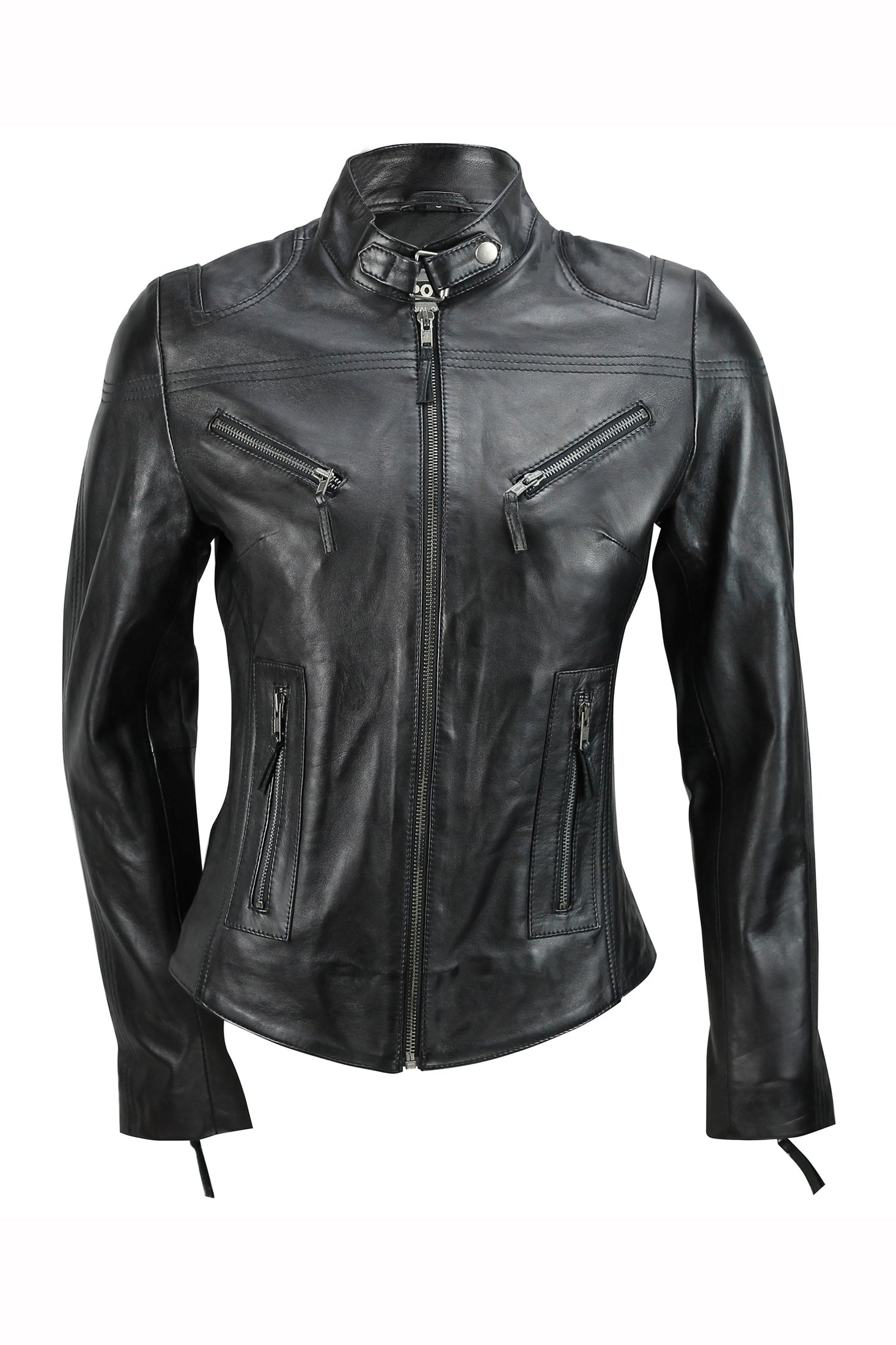 Retro Leather Biker Jacket Black