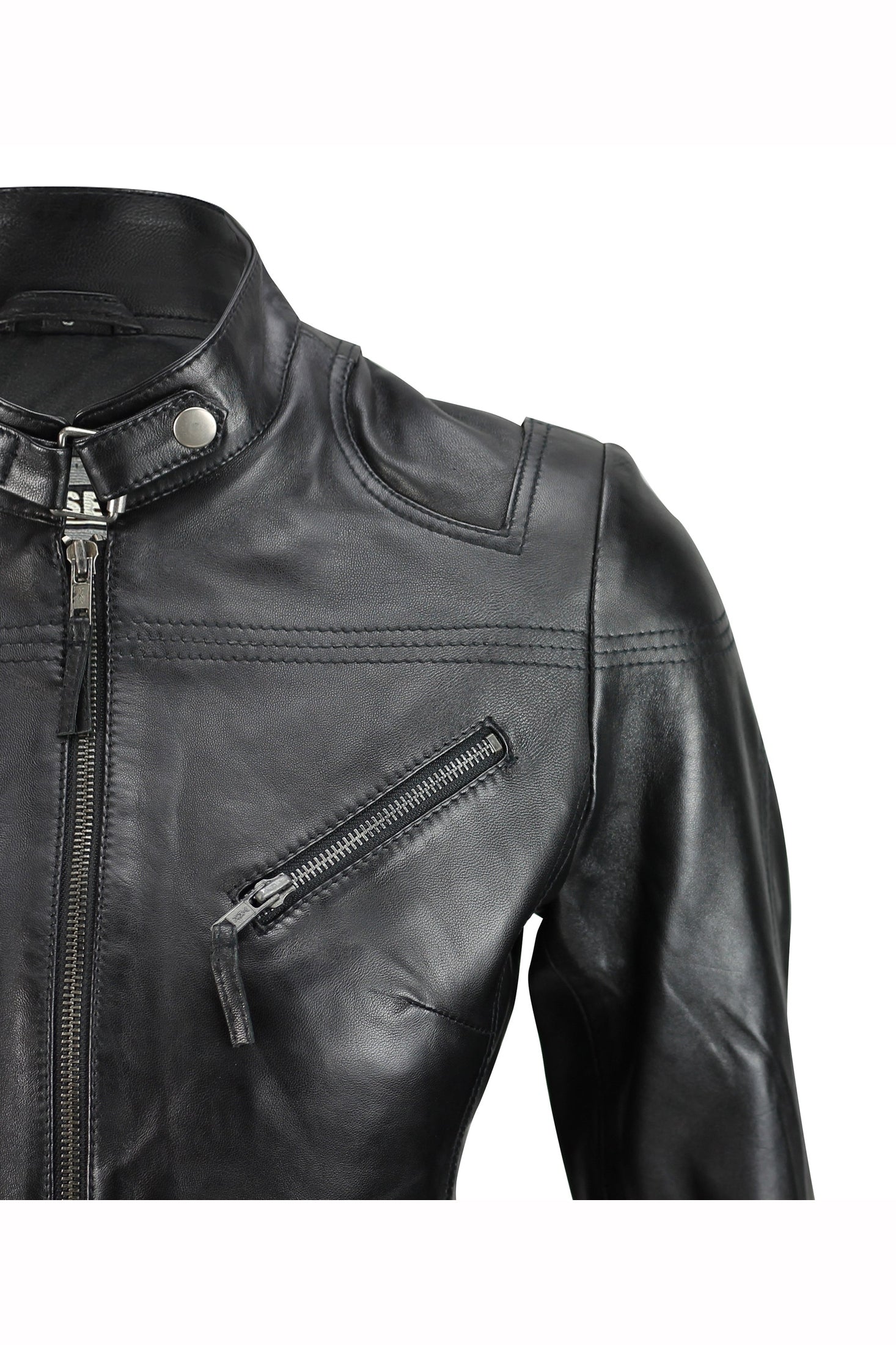 Retro Leather Biker Jacket Black
