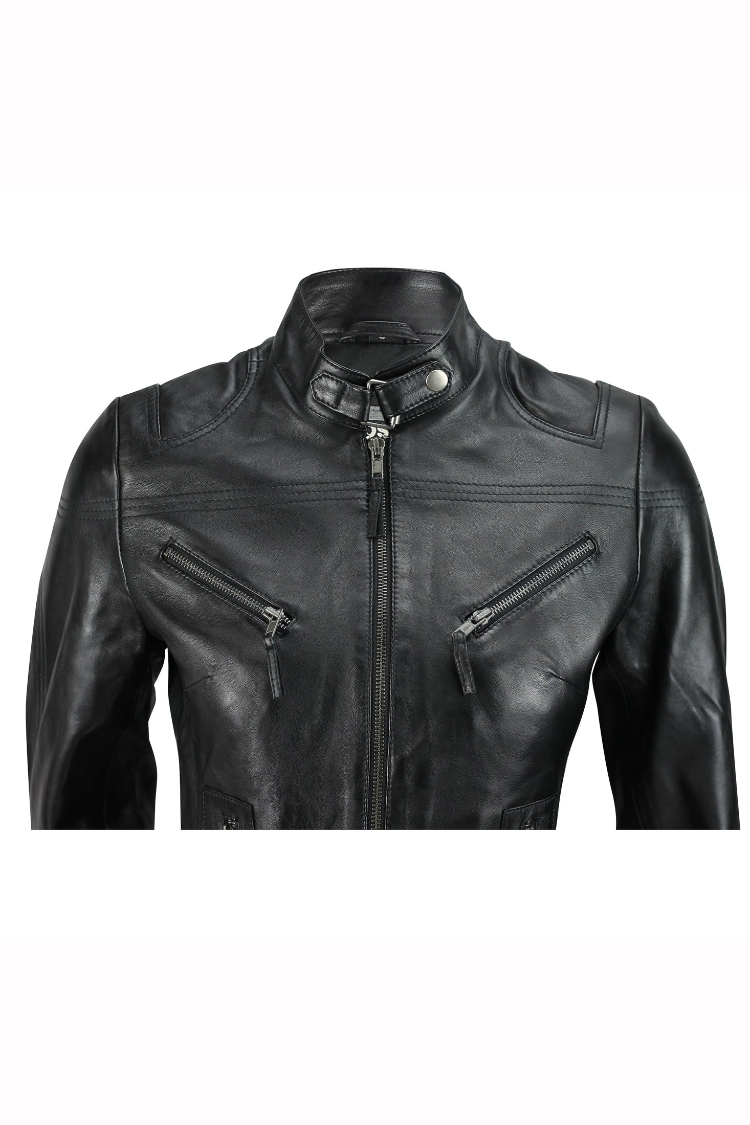 Retro Leather Biker Jacket Black
