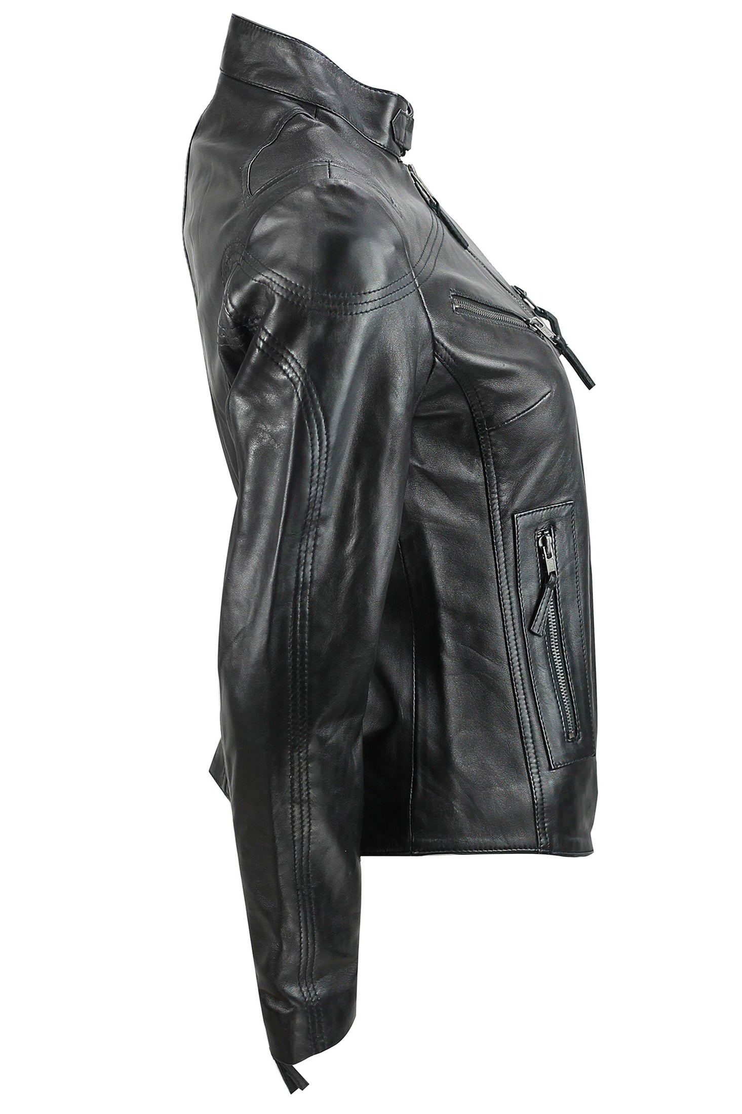 Retro Leather Biker Jacket Black