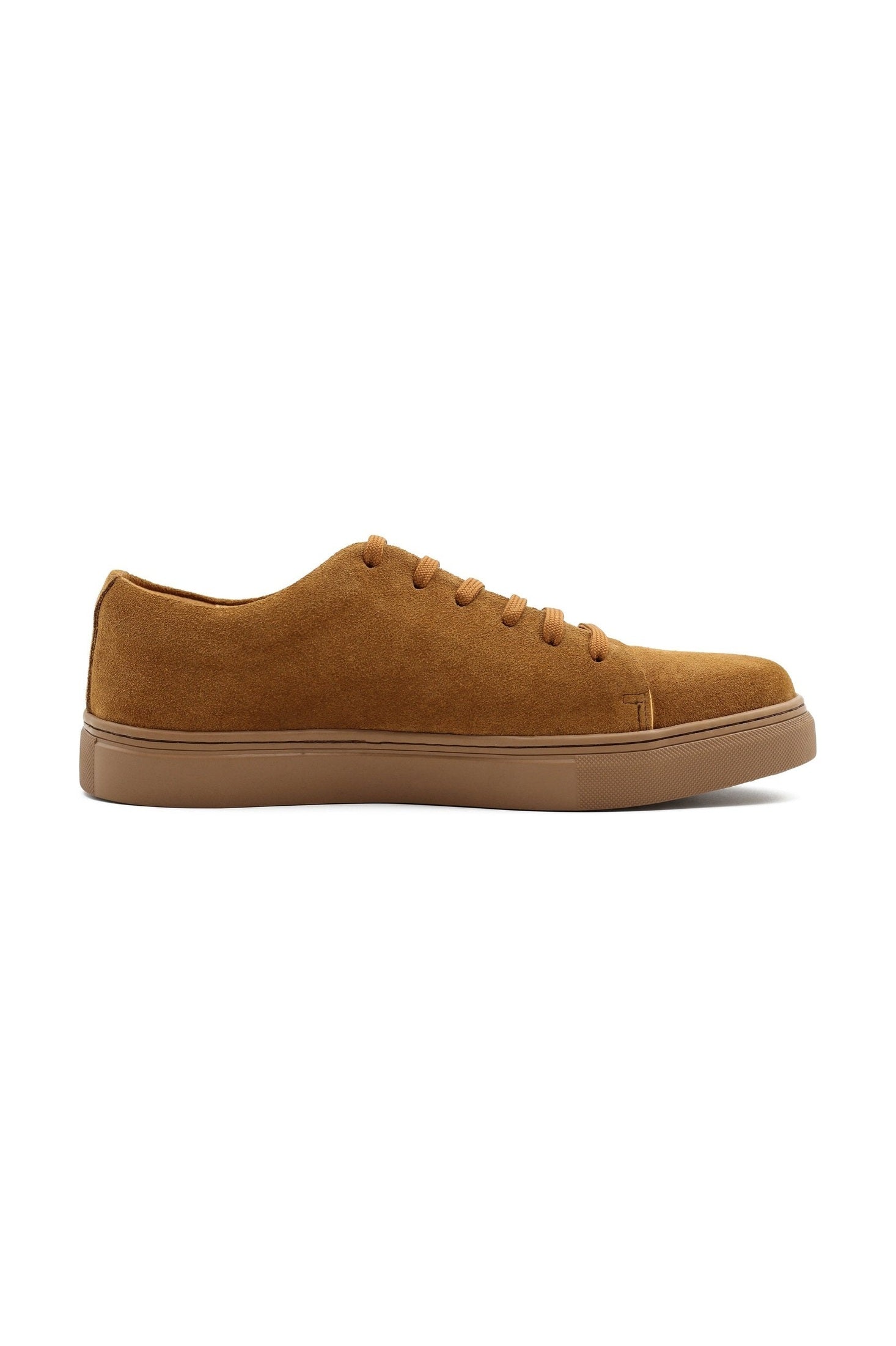 SUEDE LEATHER LACE UP SNEAKERS IN TAN