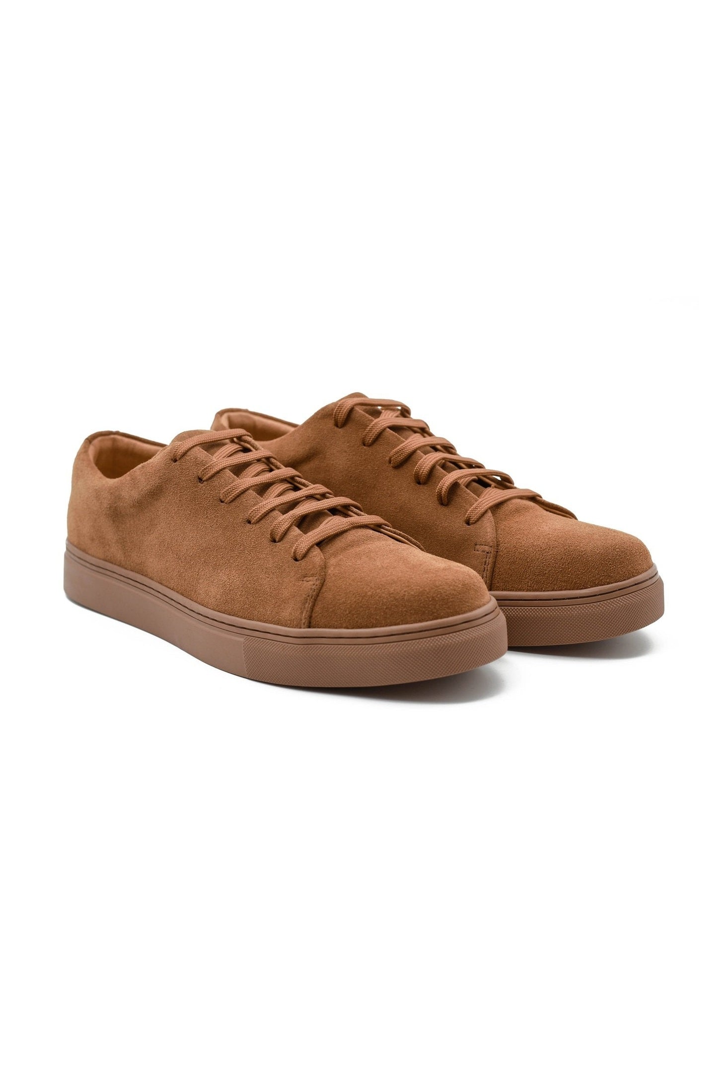 SUEDE LEATHER LACE UP SNEAKERS IN TAN