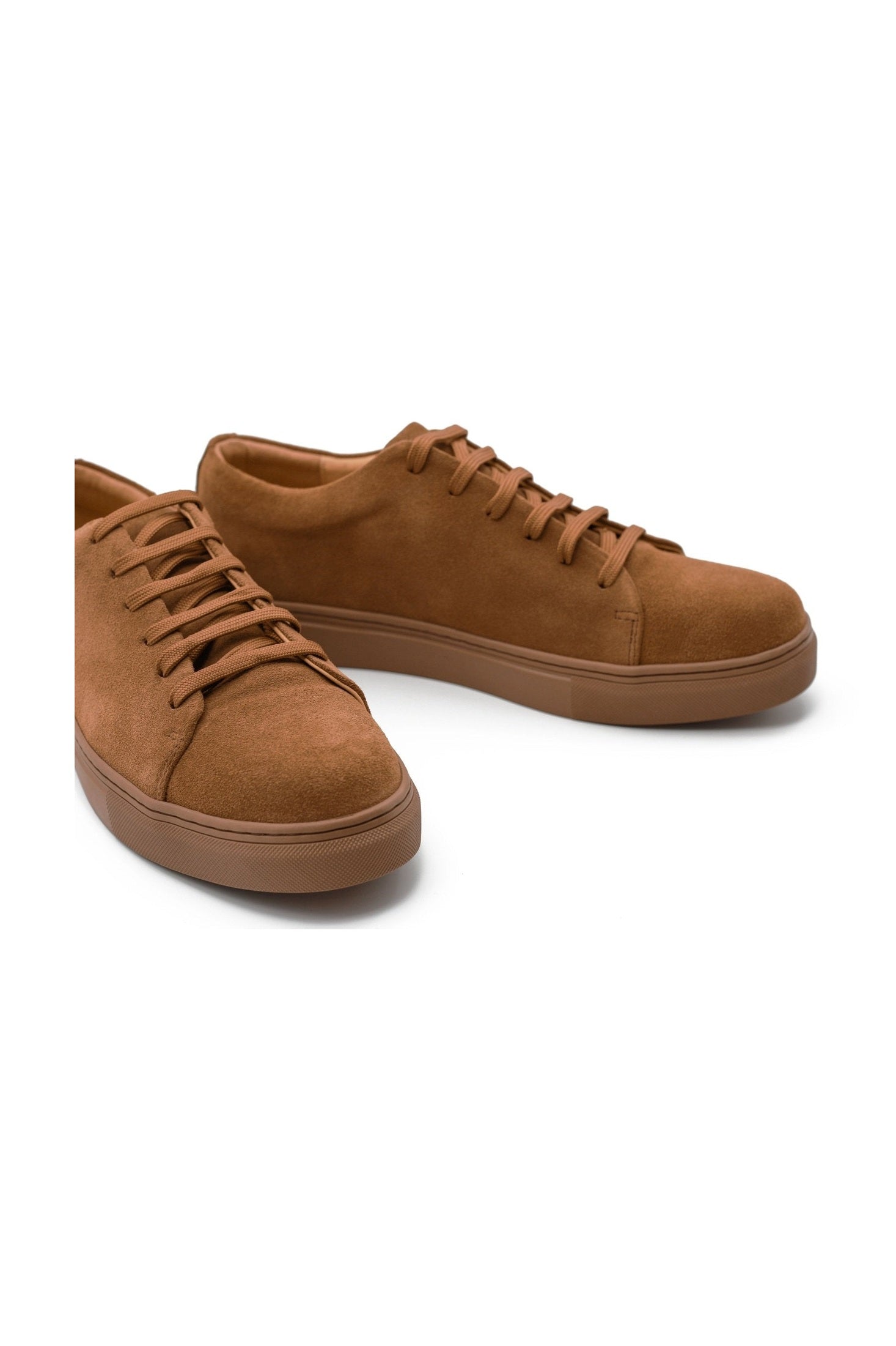 SUEDE LEATHER LACE UP SNEAKERS IN TAN