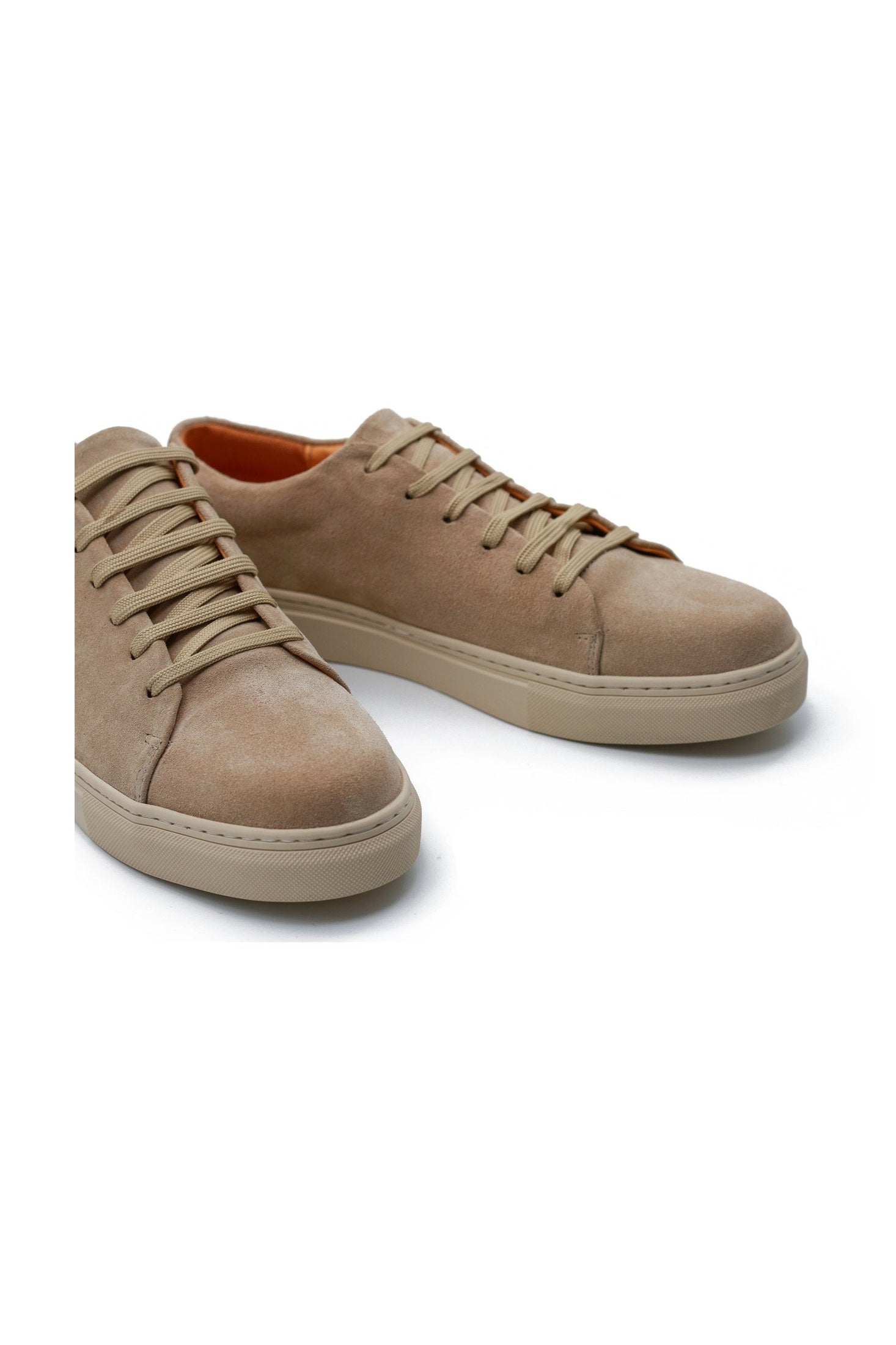 SUEDE LEATHER LACE UP SNEAKERS IN BEIGE