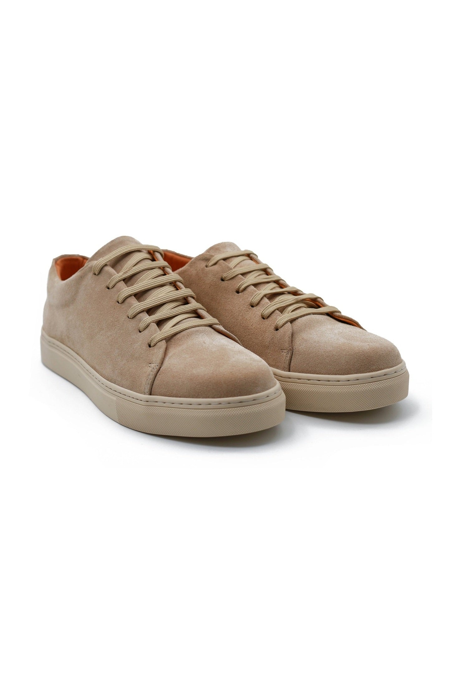 SUEDE LEATHER LACE UP SNEAKERS IN BEIGE