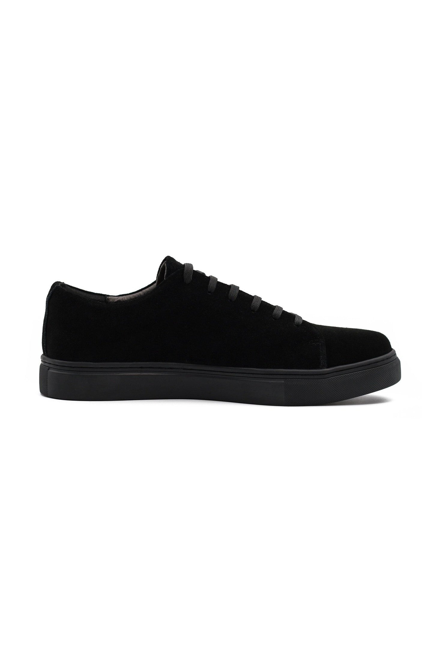SUEDE LEATHER LACE UP SNEAKERS IN BLACK