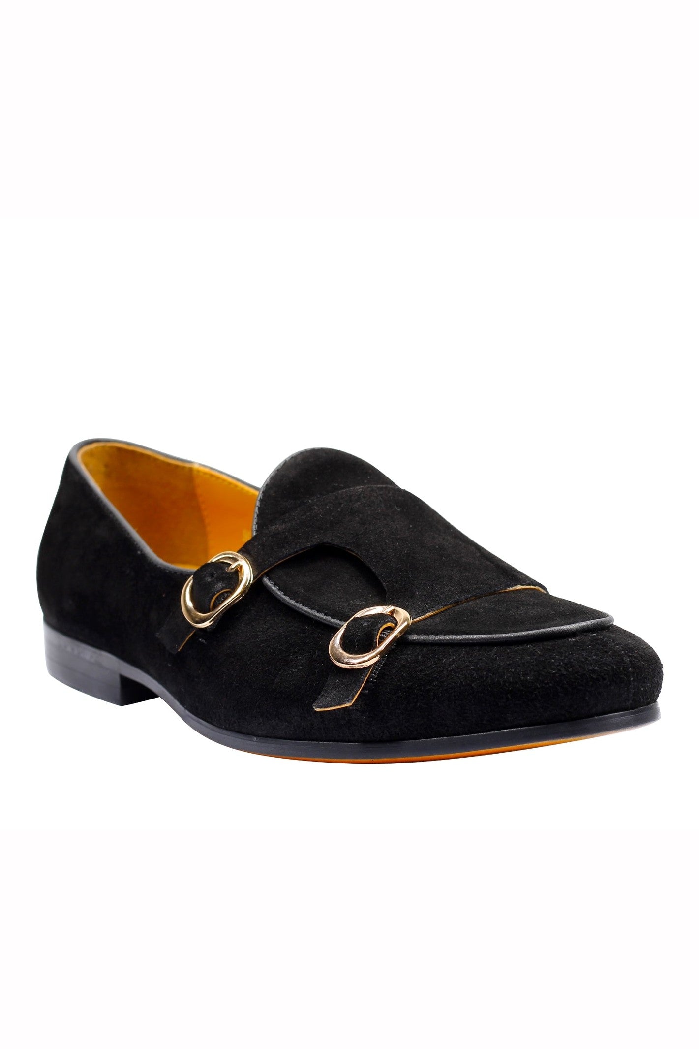 BLACK SUEDE DOUBLE BUCKLE LOAFER