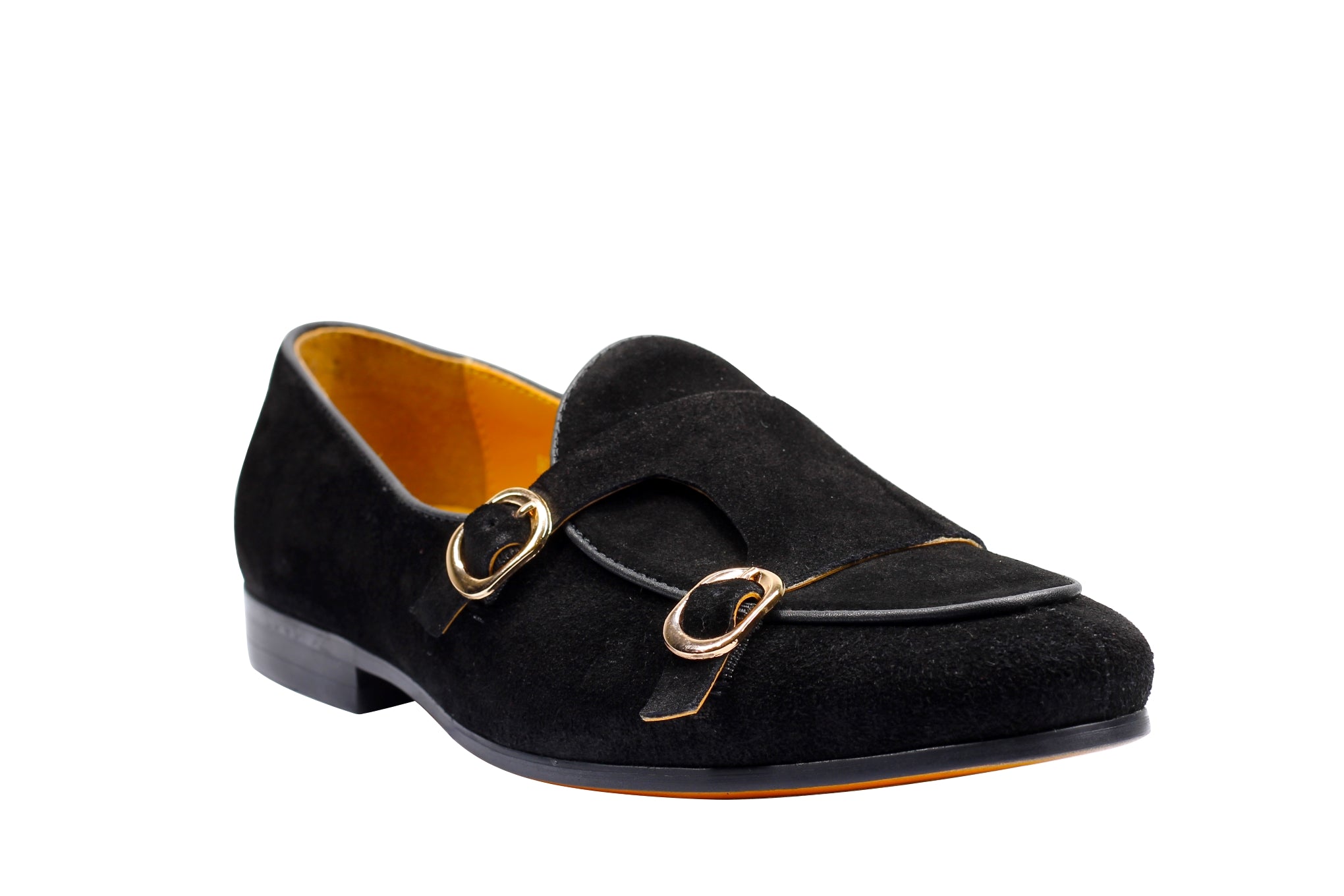 BLACK SUEDE DOUBLE BUCKLE LOAFER