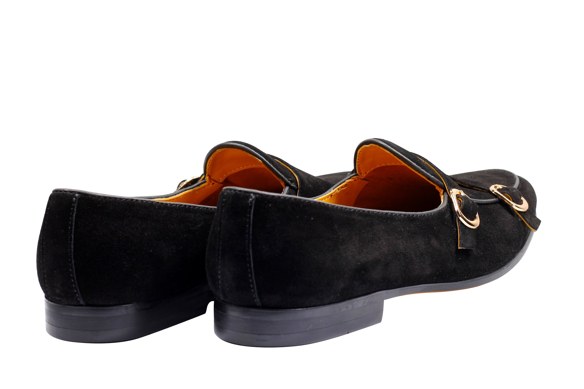 BLACK SUEDE DOUBLE BUCKLE LOAFER