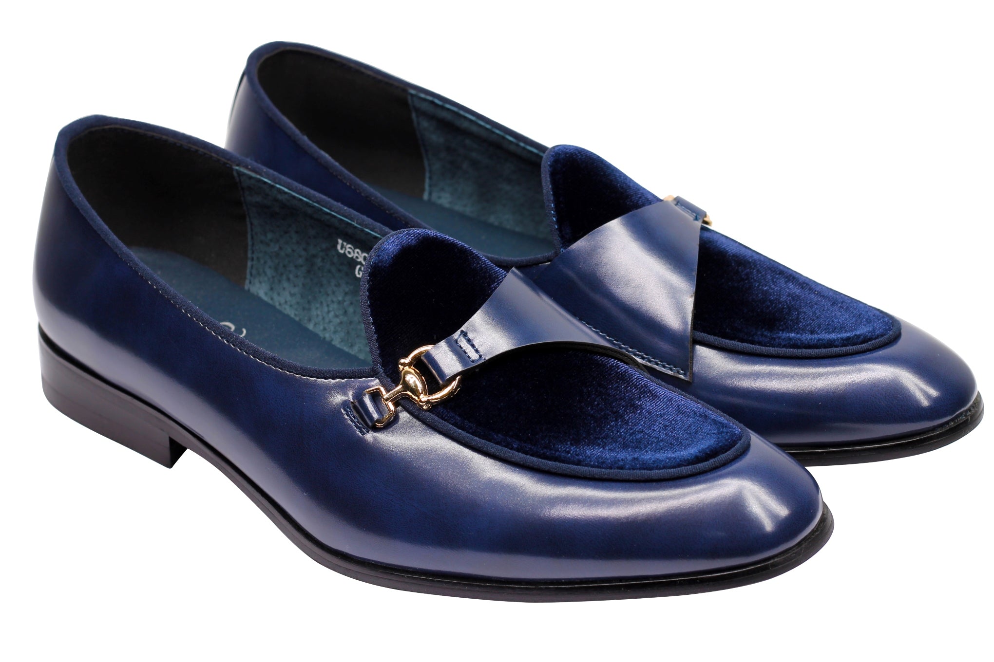 LEATHER & VELVET LOAFERS WITH DECORATIVE MONK STRAP