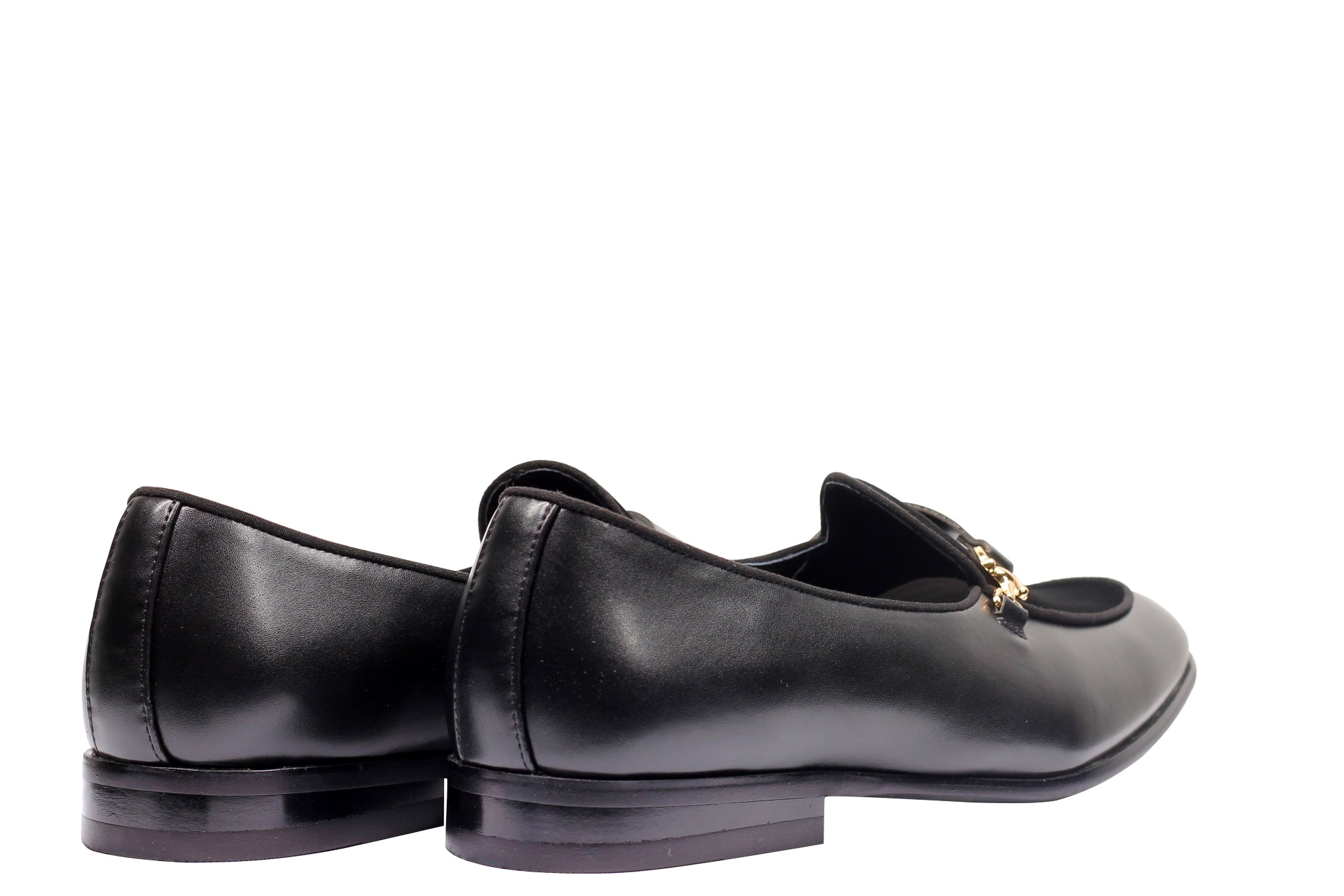 LEATHER & VELVET LOAFERS WITH DECORATIVE MONK STRAP