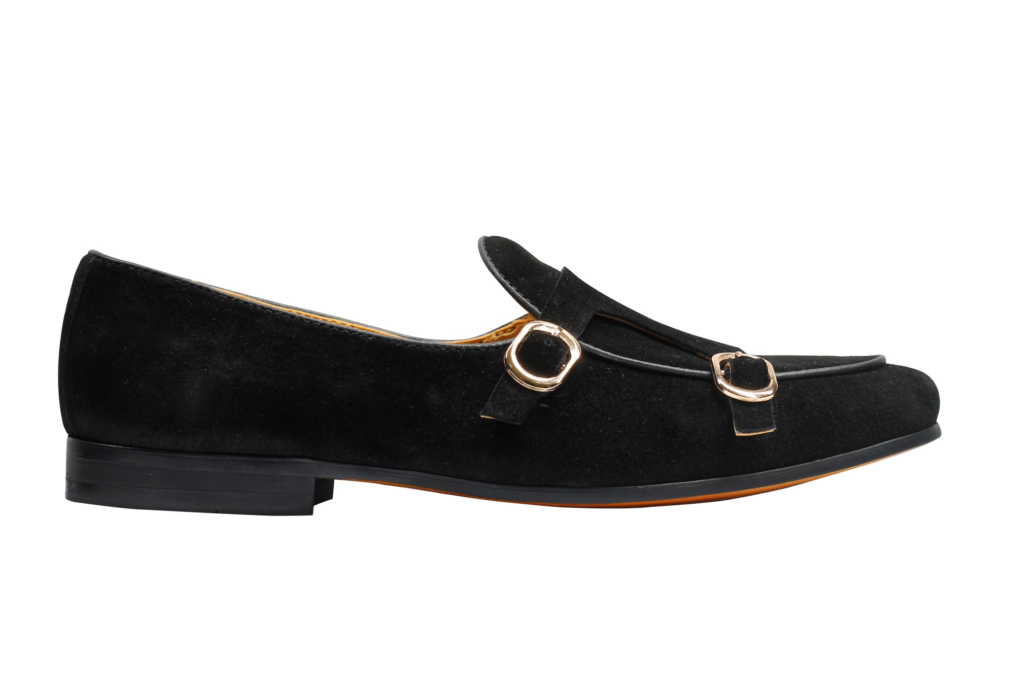 BLACK SUEDE DOUBLE BUCKLE LOAFER