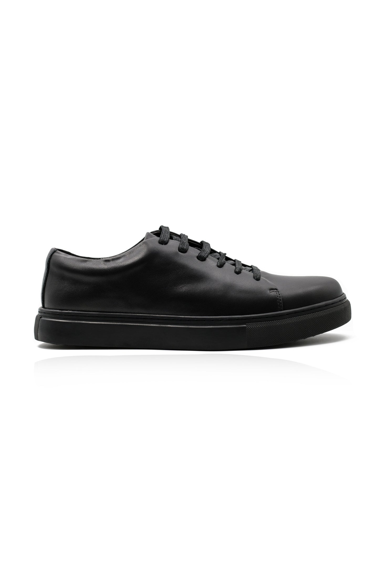 FULL BLACK REAL LEATHER TRAINERS