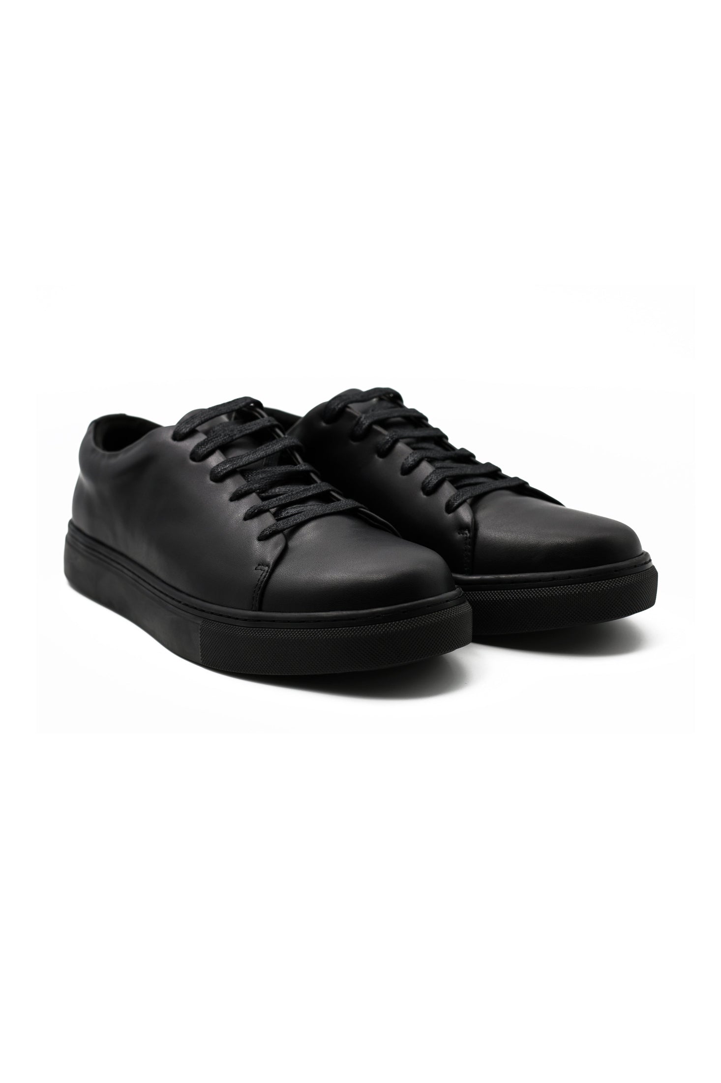 FULL BLACK REAL LEATHER TRAINERS