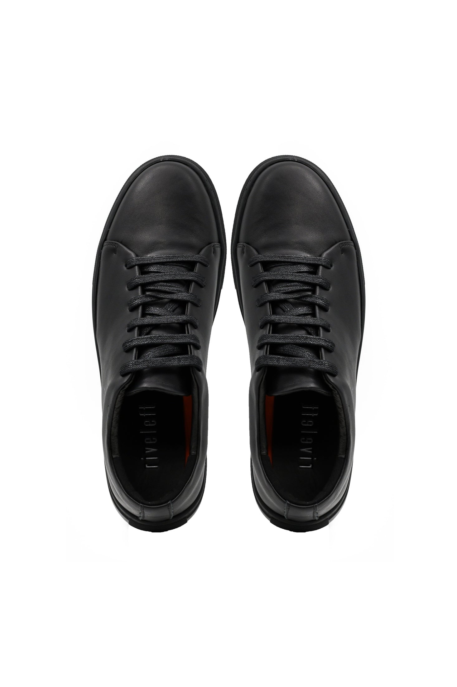 FULL BLACK REAL LEATHER TRAINERS