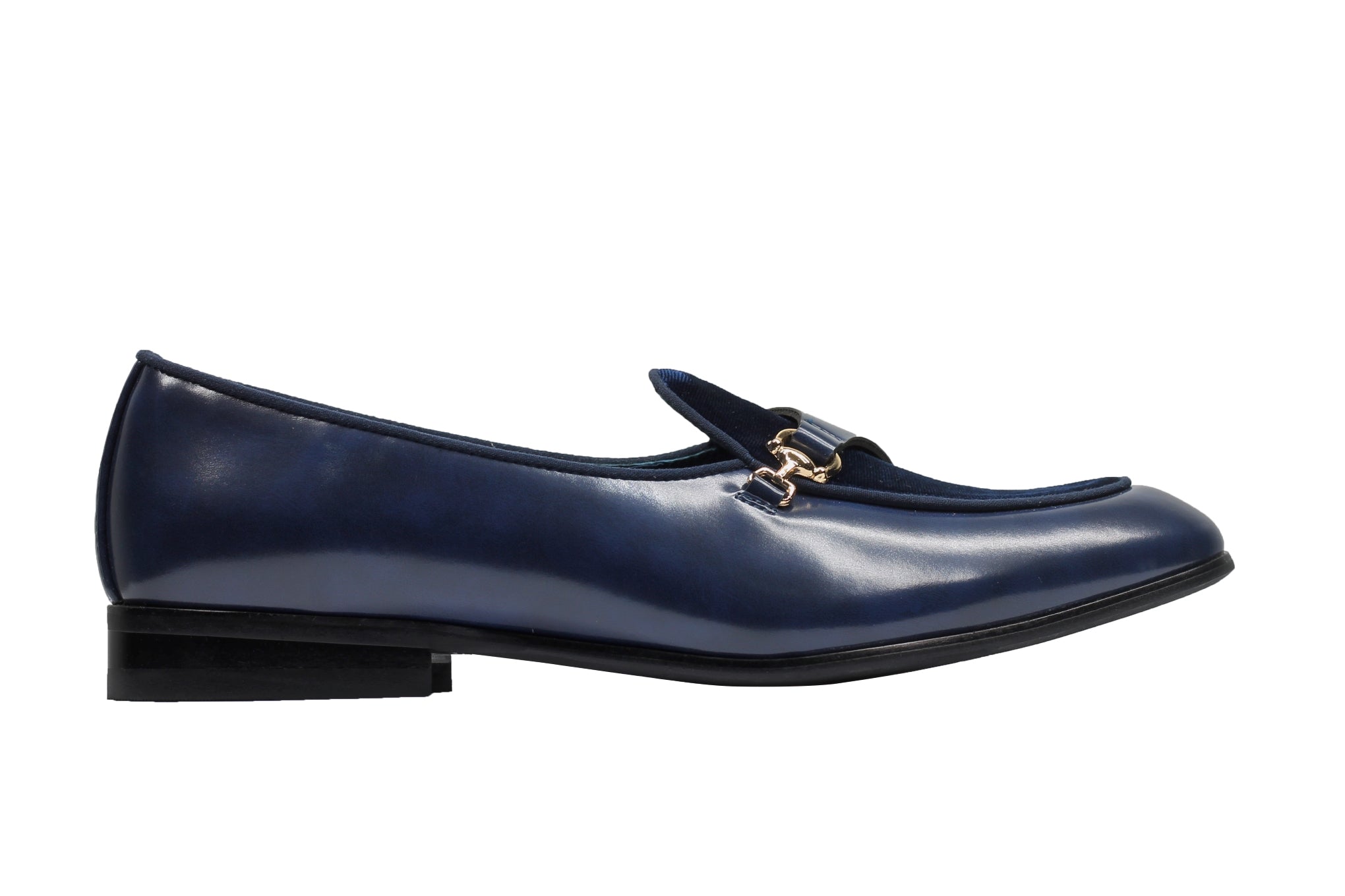 LEATHER & VELVET LOAFERS WITH DECORATIVE MONK STRAP