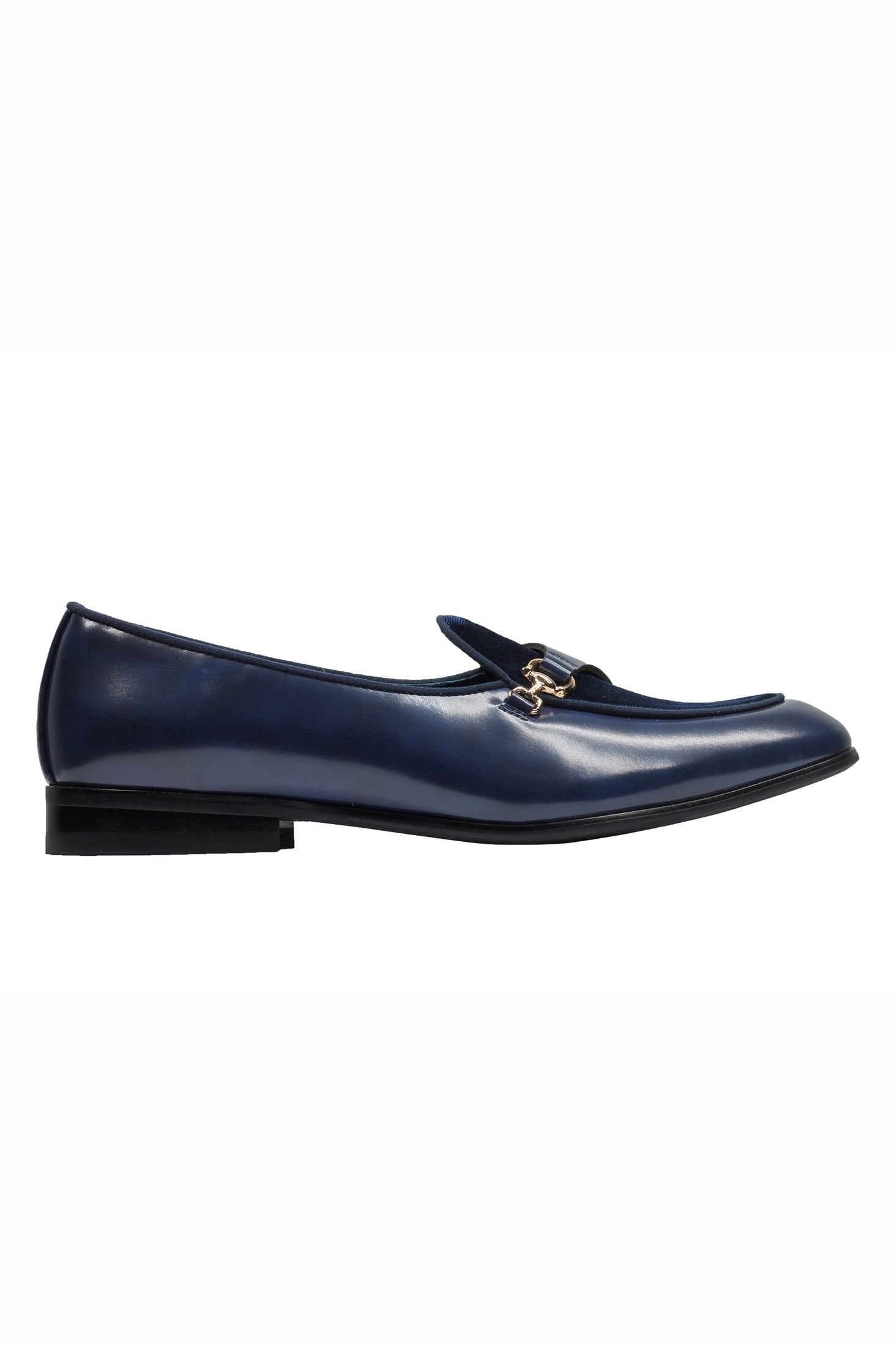 LEATHER & VELVET LOAFERS WITH DECORATIVE MONK STRAP