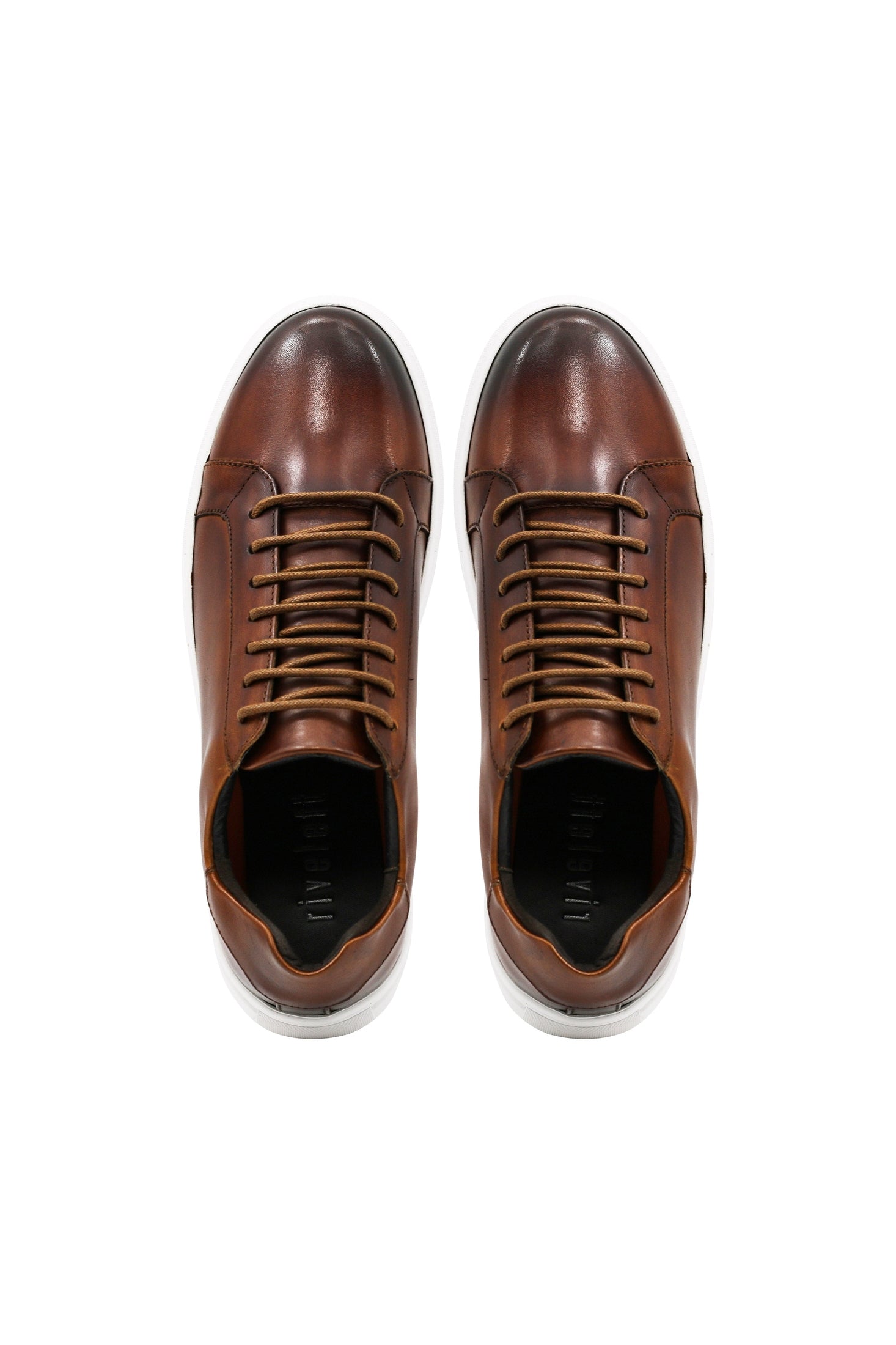DARK TAN LEATHER TRAINERS
