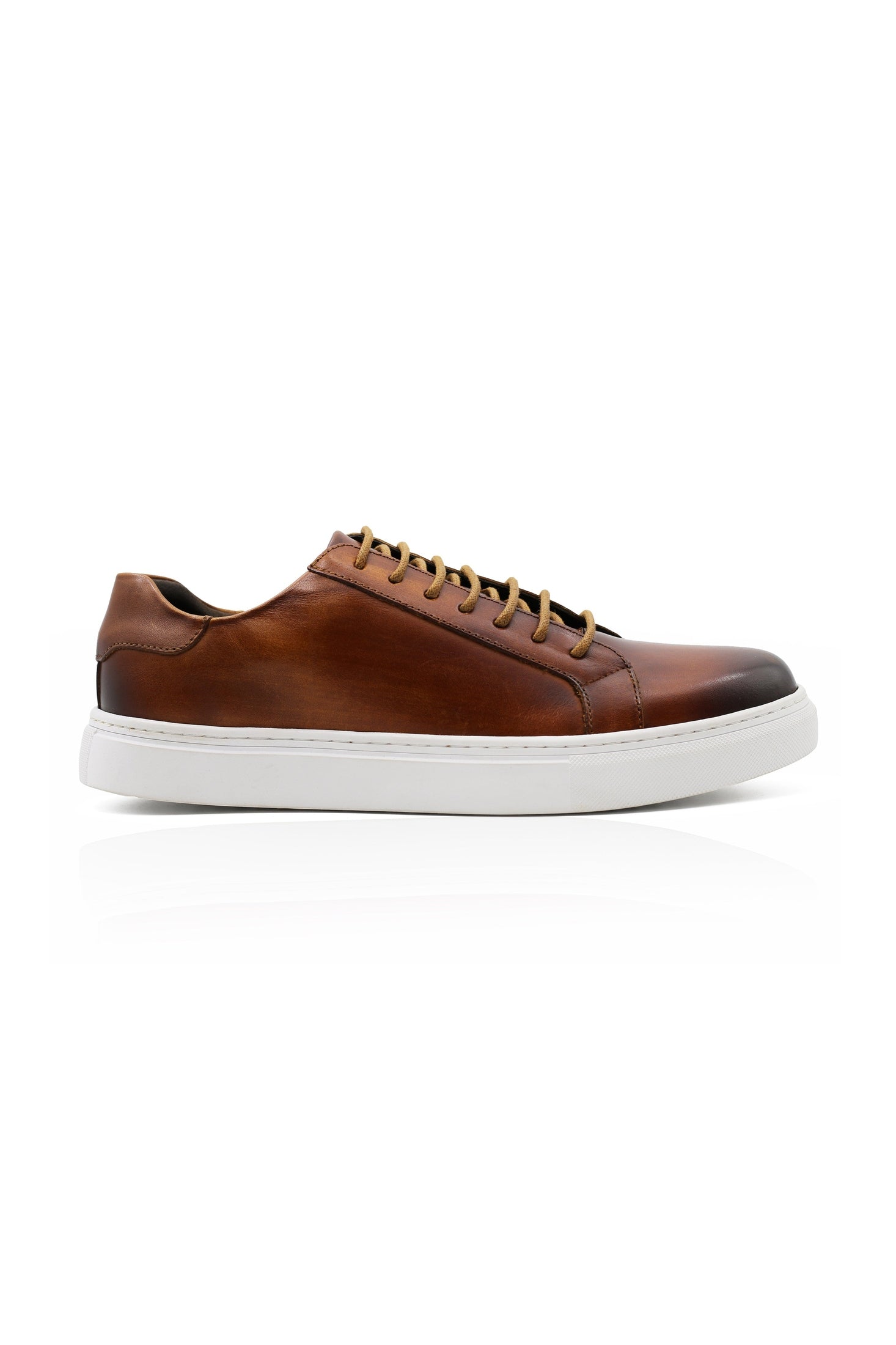 DARK TAN LEATHER TRAINERS