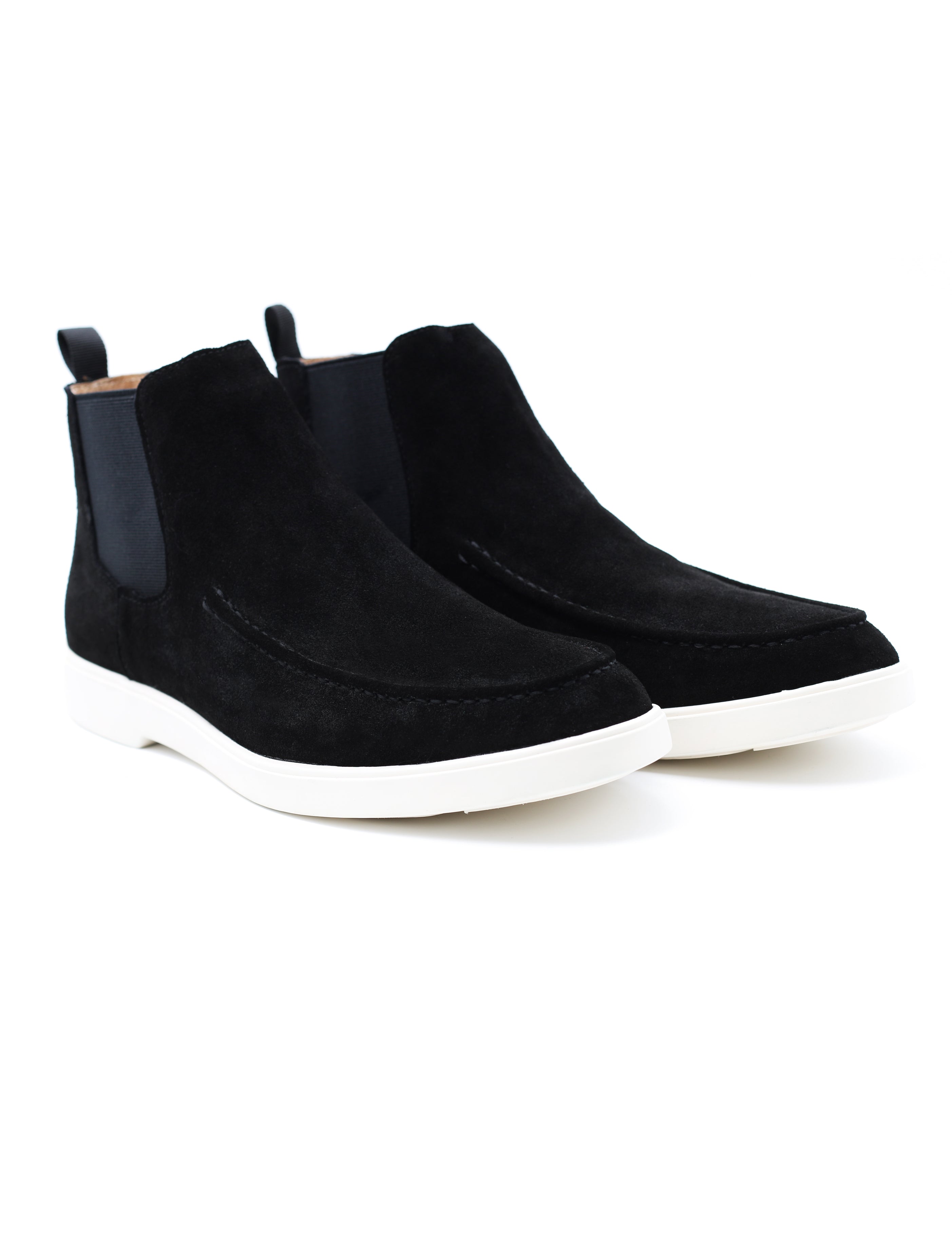 BLACK SUEDE CHELSEA BOOTS LOW TOP
